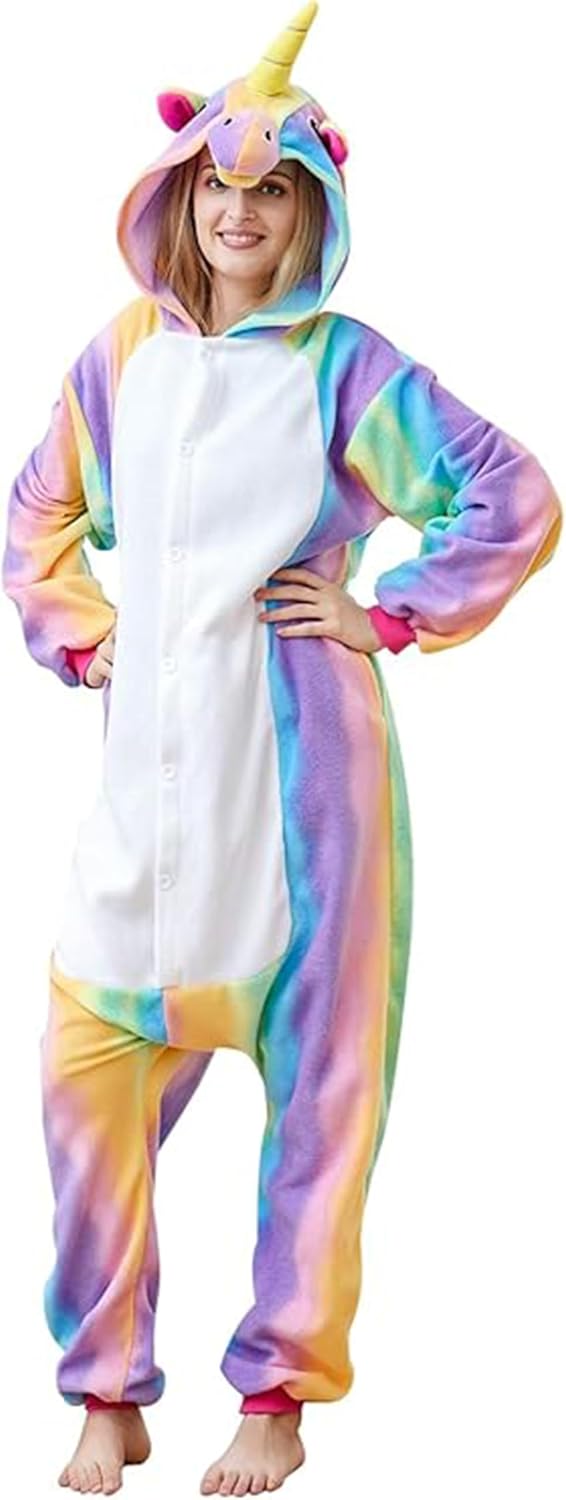 Unicorn Onesie Adult, Unisex Animal Cosplay Pajamas, Christmas and Halloween Costume