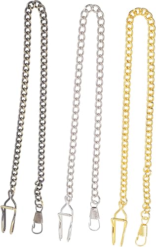 TOVINANNA 3pcs Vintage Pocket Watch Chains Retro Style Fob Watch Hanging Chains 