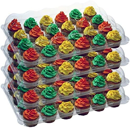 OccasionWise (4 Pack) Standard Clear Cupcake Containers - Sturdy Boxes for Tall Topping Regular Cupcakes - Fits 24 Standard Cupcakes or Muffins with Detachable Lid - Reusable Carrier Box - Pack of 4