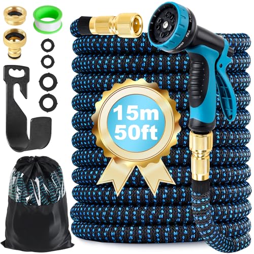 Expandable Garden Hose Pipe 15m with Spray Gun and Holder