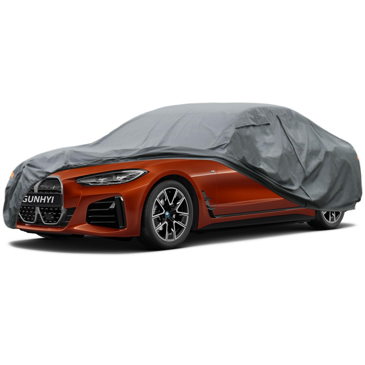 GUNHYI Premium Car Cover Custom Fit BMW i4, 16 Layers Heavy Duty Car Cover Waterproof All Weather with Zipper Door for Sun Rain Snow Dust Uv Protection