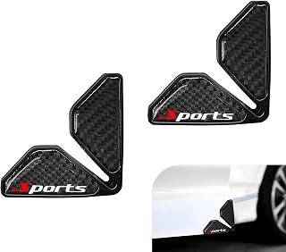 2 PCS Car Door Corner Guards, V-carbon Fiber Anti-collision Car Door Corner Protector Sticker, Self-adhesive Auto Front Doors Edge Protector, Universal Car Accessories Decoration (Black Sport)