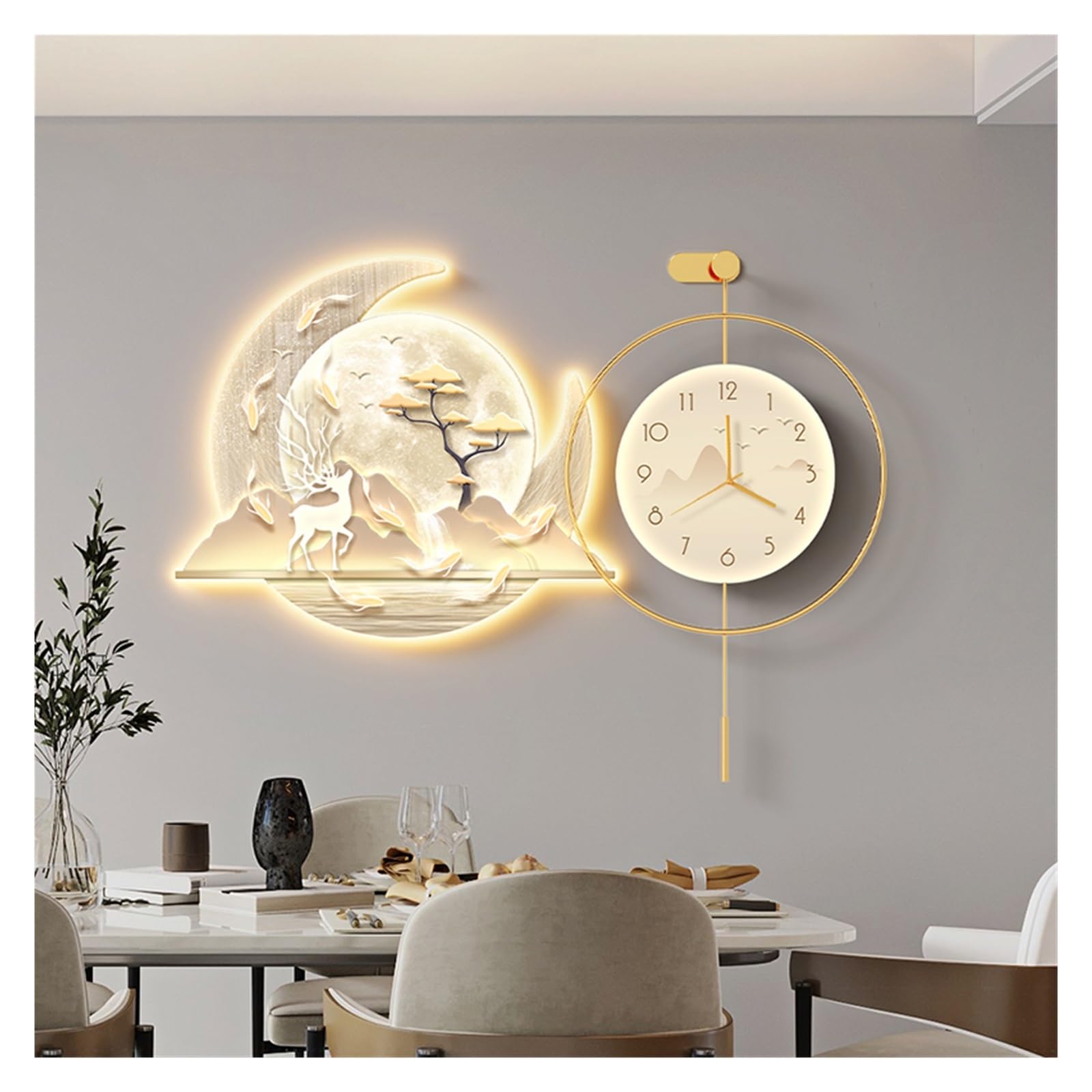 Reloj cocina Decoración de luz pared grande con reloj for sala estar