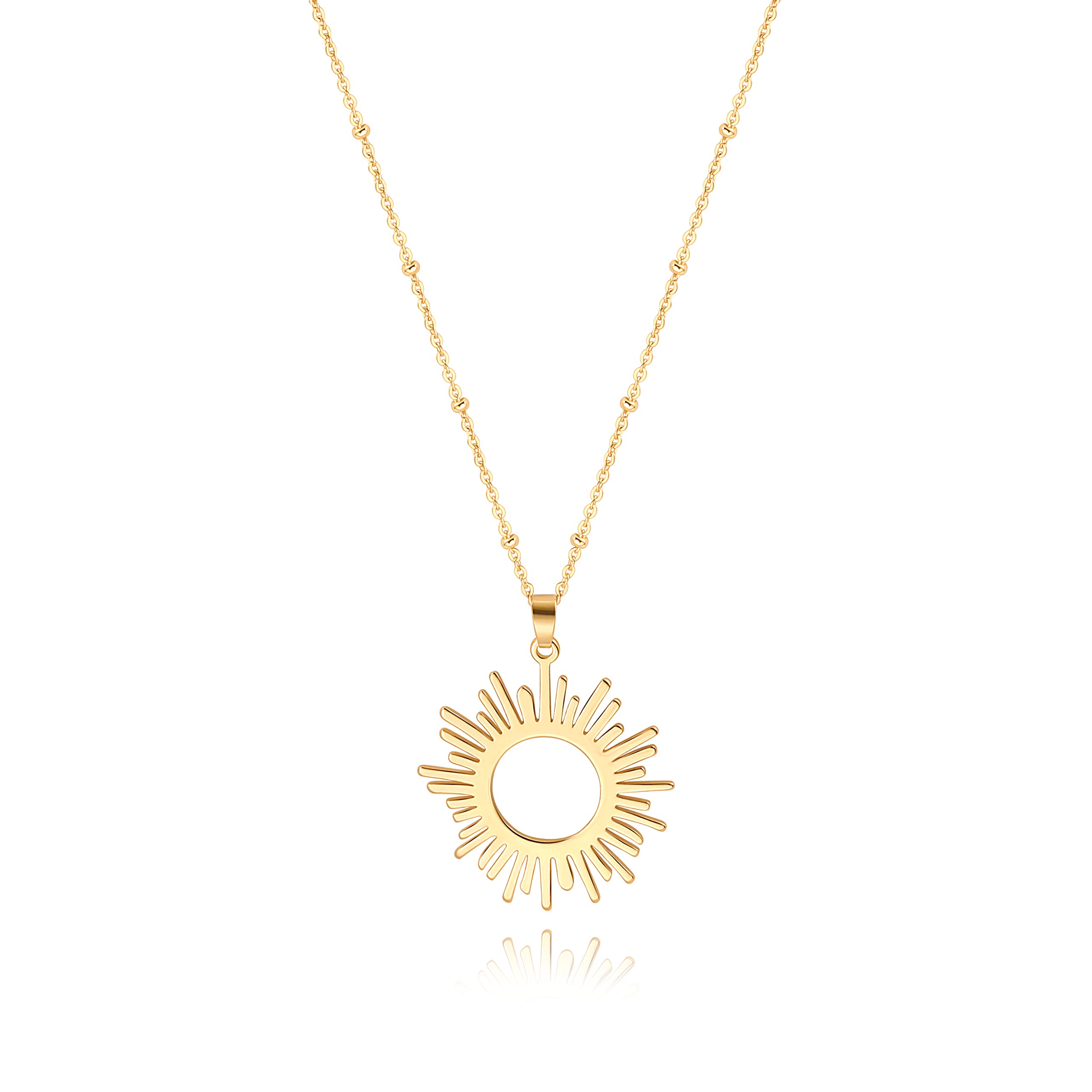 CANEVINKA 18K Gold Plate Coin Pendant Necklace for Women Dainty Compass Sunflower Necklaces Personalized Chain Layered Jewelry