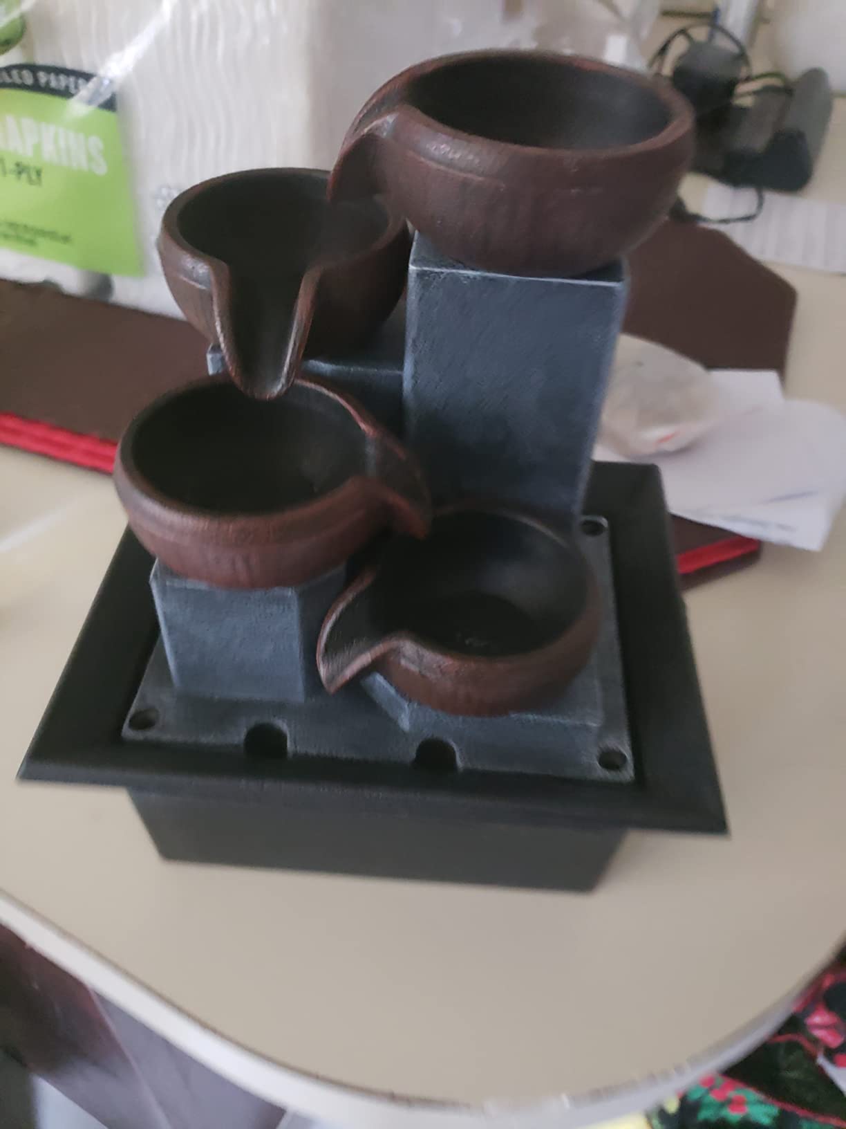 6/mo Finance Water Fountain Indoor, Durmmur 4Tier Tabletop Small Water Fountain with Warm