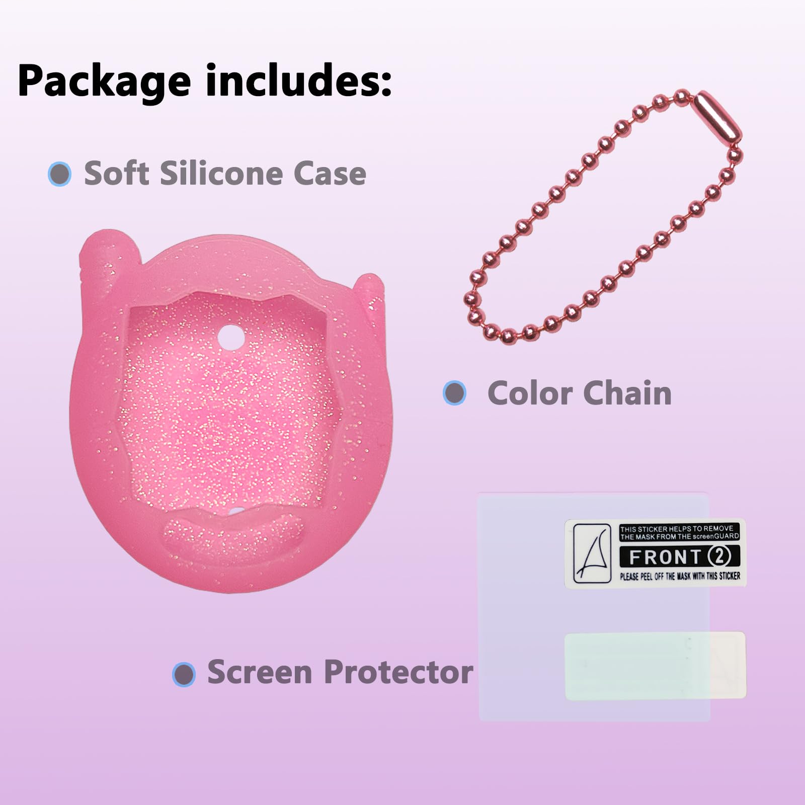 Funda de silicona para Tamagotchi Connection Virtual Reality Pet, protector de pantalla para Tamagotchi Connection Accesorios electrónicos para mascotas (funda de silicona y película de 2