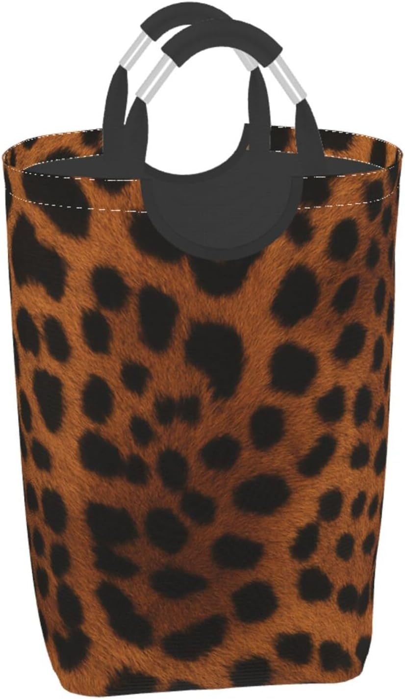 50l Laundry Basket Leopard Print Pattern Waterproof Laundry Hamper Foldable Clothes Laundry Bag With Handles