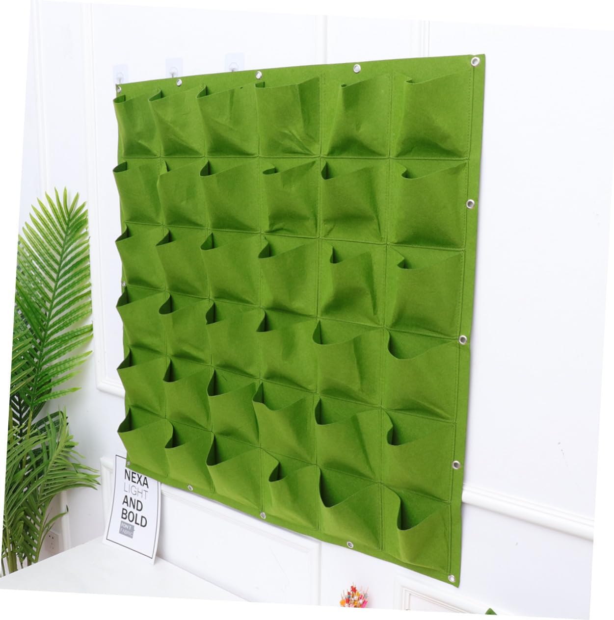 Vertical Hanging Planting Bag Felt Planter for Indoor Outdoor Garden Balcony Nursery Container for Vegetables Succulents Flowers Space-Saving Wall Grow Bag Green