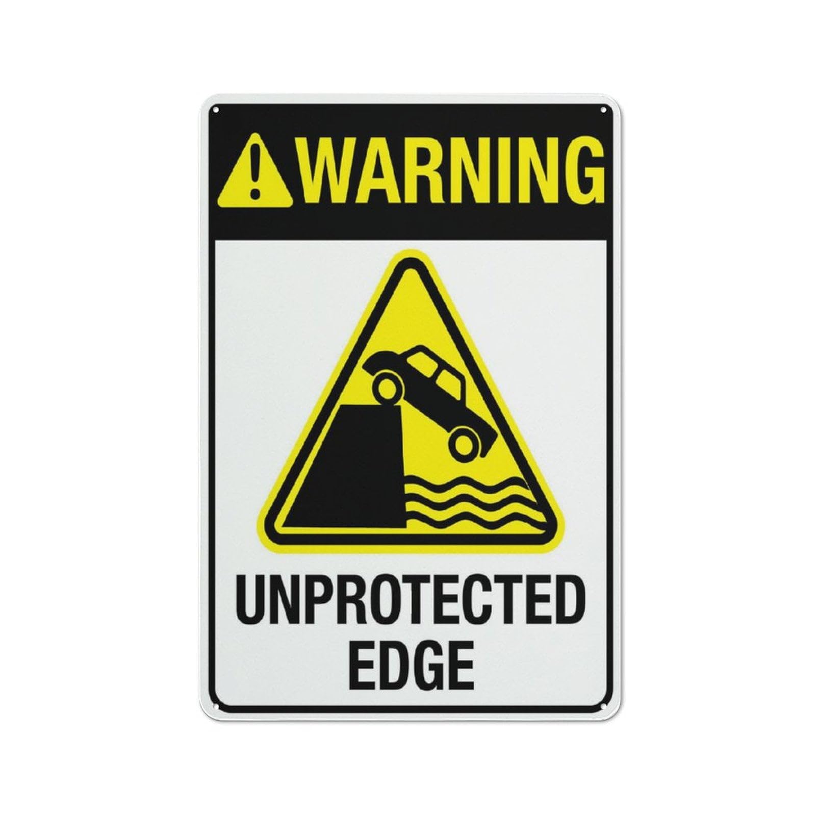 peiyeety Warning Unprotected Edge Sign - 8"x12" Rust Free Aluminum, Outdoor/Indoor For Home/Business/Yard