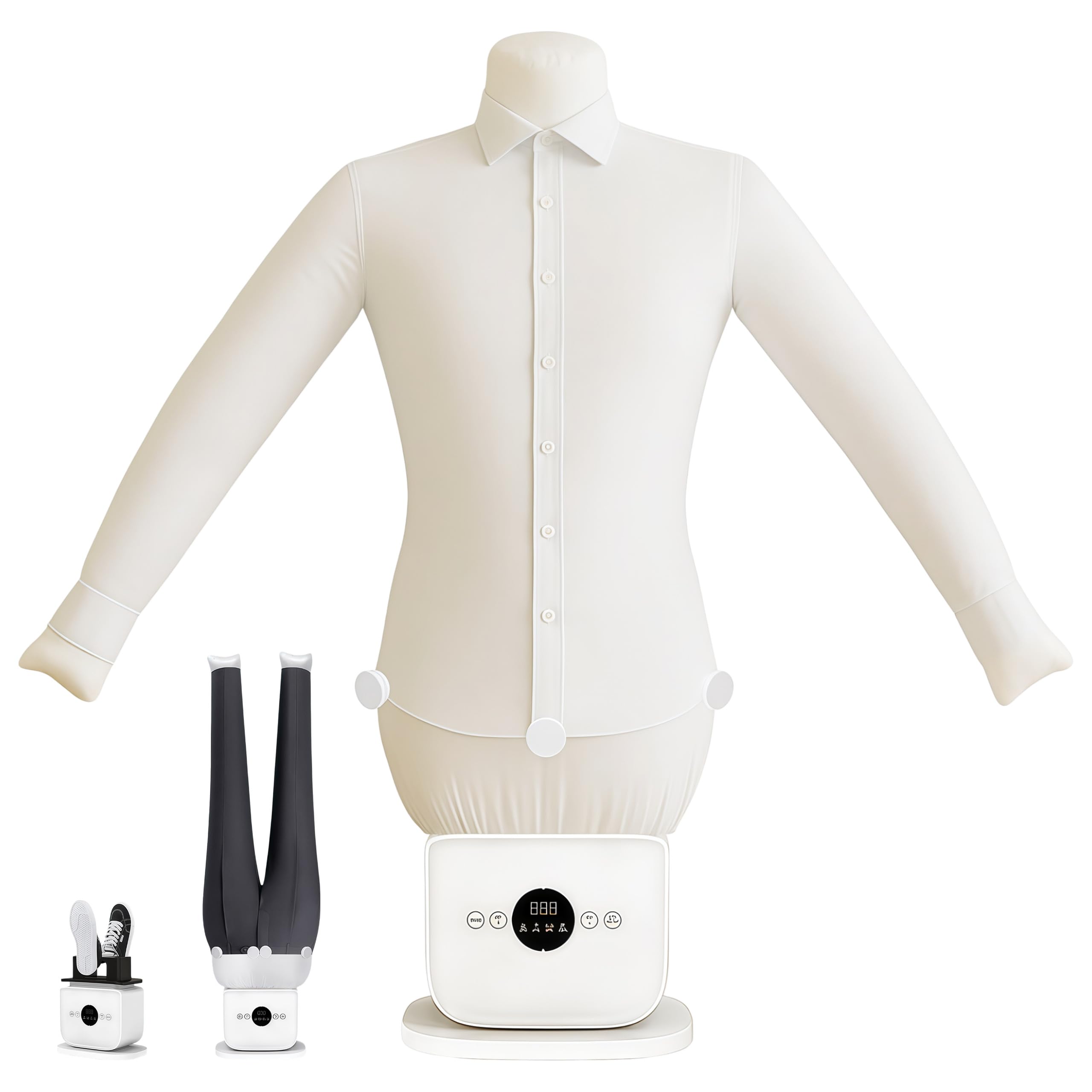Fer à repasser automatique pour chemises, portable, avec fonction de temps pour chaussures, vêtements, pantalons et jupes, avec couverture sèche et séchage à 360° (3PCS)
