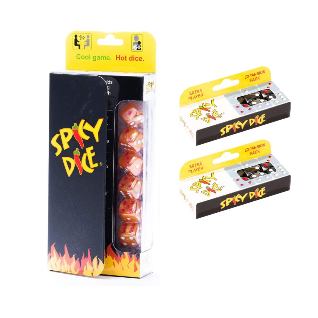 Spicy Dice Triple Dice Set: The Change Your Luck Dice Game. Reds Score 2X or Flip 'Em! Great for Farkel & Yacht Fans. 3 Sets of Dice and Markers (1