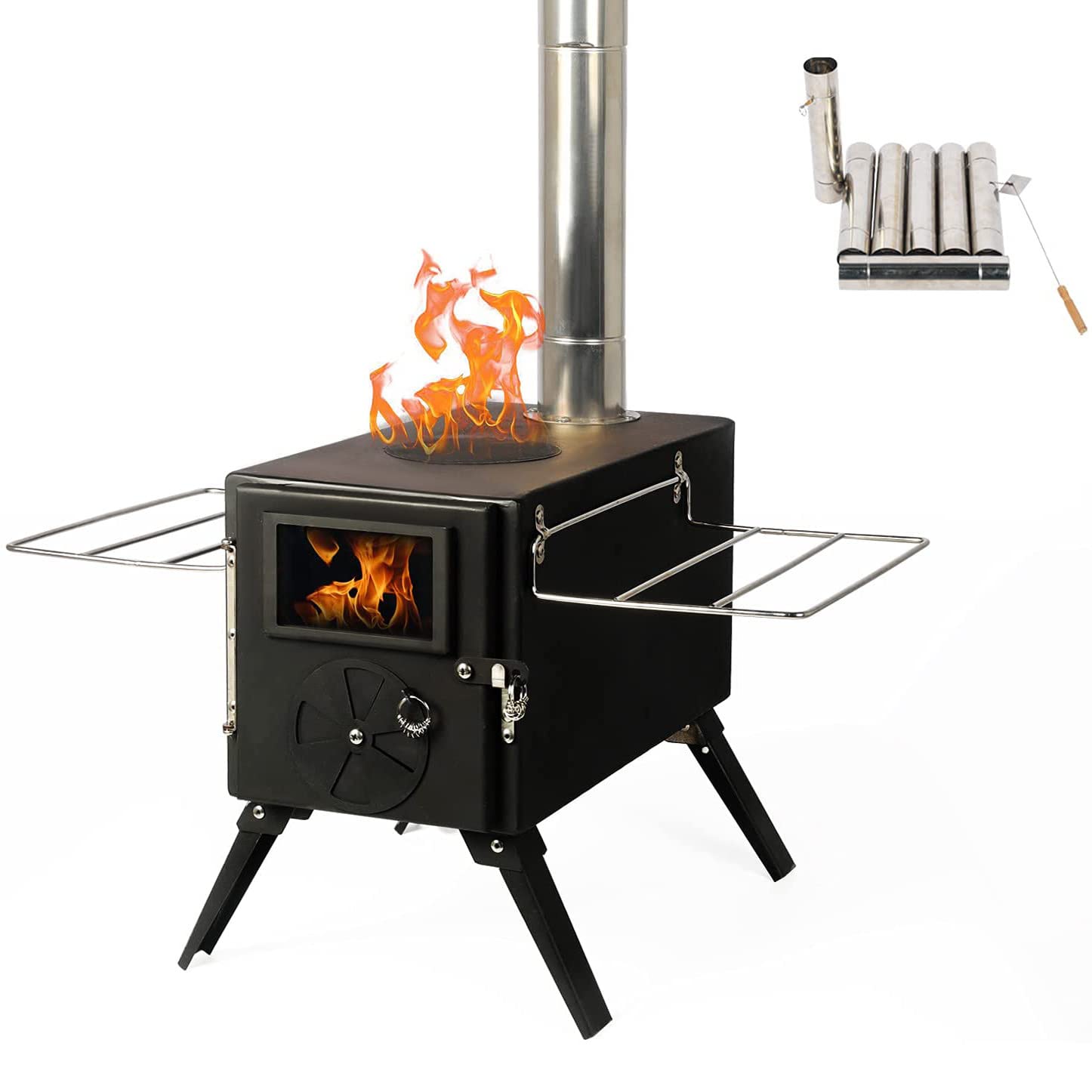 Outdoor Wood Stove for Tent with Pipes, Portable Camping Wood Stove for  Cooking : Amazon.de: Everything Else