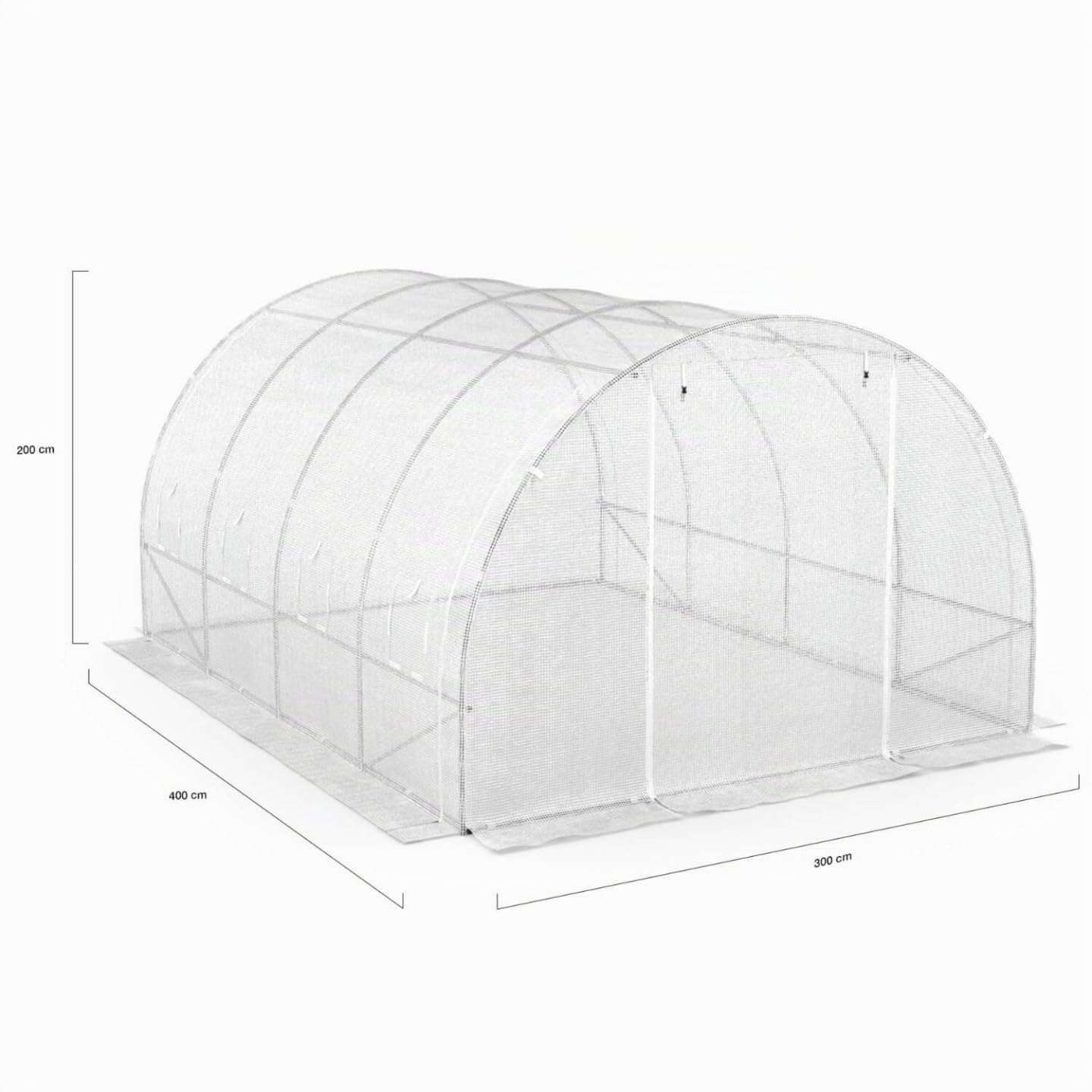 IDMarket - Serre de Jardin Tunnel 12m² Blanche Zebra 4 Saisons