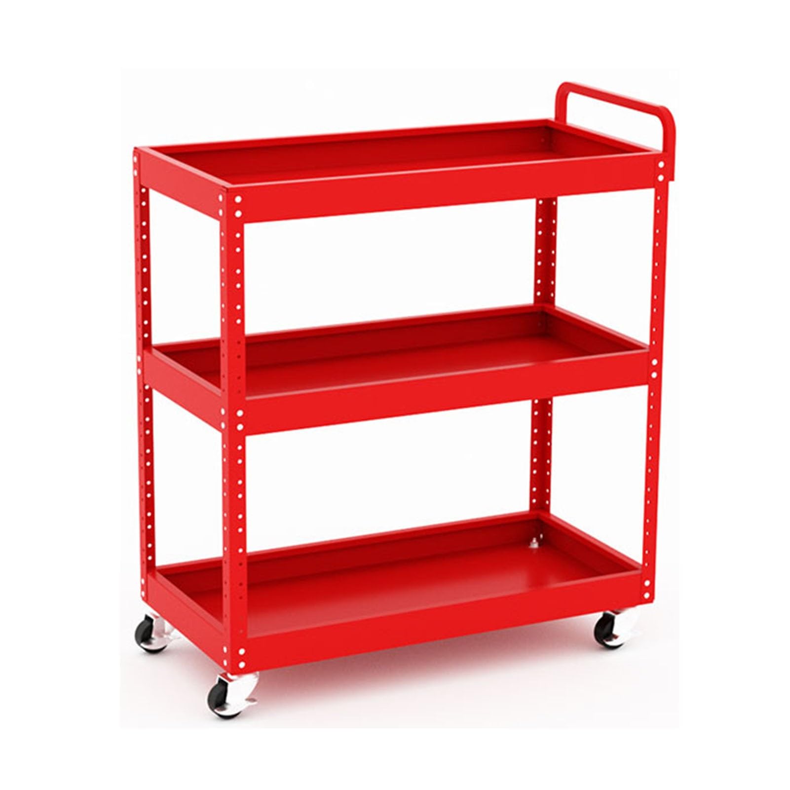 Tool Cart,3 Tier Rolling Tool Cart with Lockable Wheels,Heavy Duty Steel Utility Cart 330lbs Load Capacity for Garage Warehouse and Repair Shop (Color : Red)