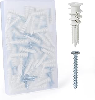 #8 Anchors Drywall Anchors 100Pcs Proffessional Wall Anchors and Screws for Drywall，50 Self-Tapping/Threaded Plastic Drywall Anchors ＋ 50 1-1/4'' Screws，75LBS Hanging, Dry Wall Anchors and Screws Kit