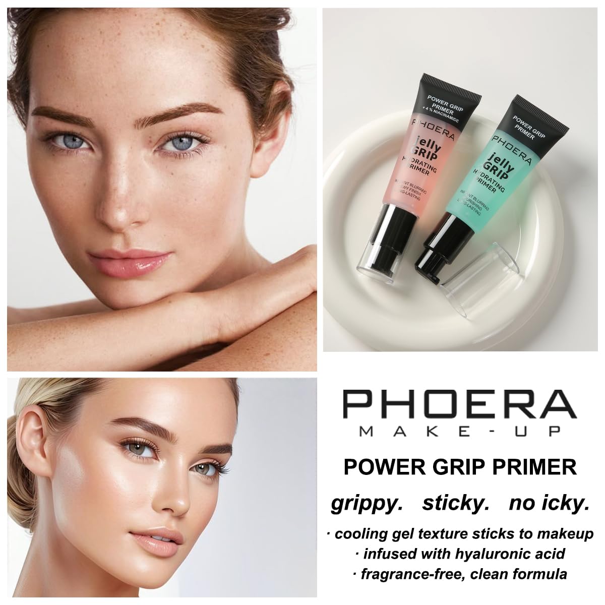 PHOERA Jelly Grip Hydrating Primer with Hyaluronic acid Sticky Gel-Based Face Primer, Green, 24 ml (Pack of 1) - Image 3