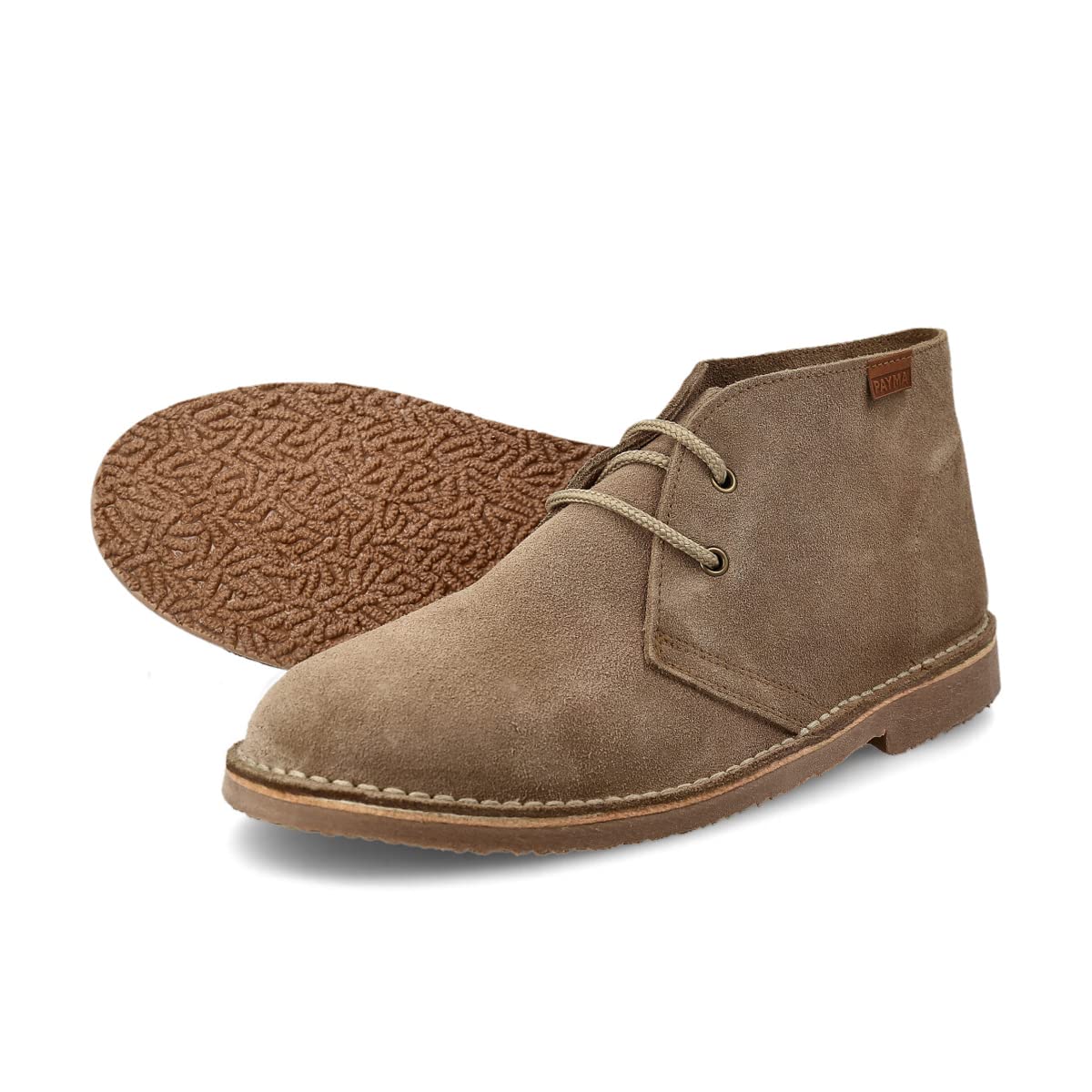 Botín Safari de Piel para Hombre y Mujer. Hecho en ESPAÑA. Botas Pisamierdas Chukka de Cuero Serraje Sport y Vestir. Cierre Cordones. Suela de Goma Crepe.