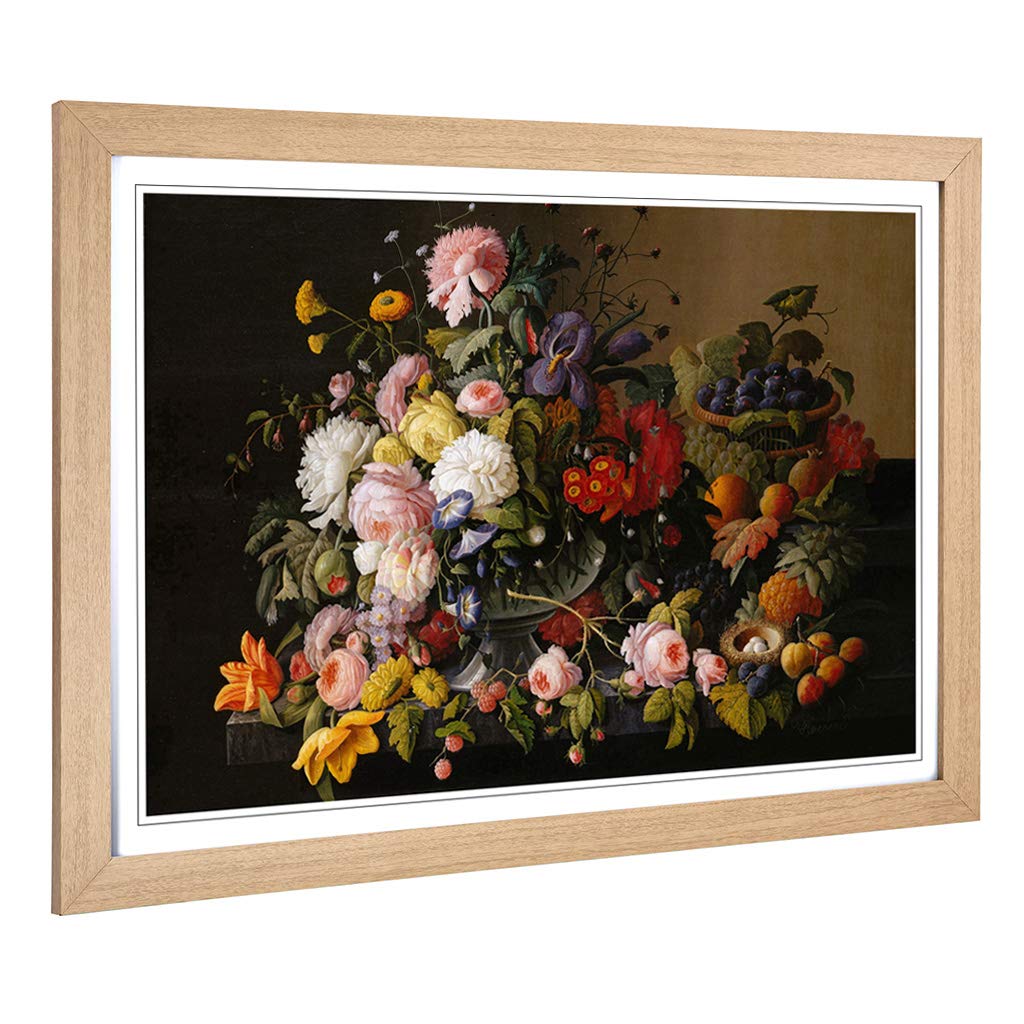 Big Box Art Framed Print of Severin Roesen Still Life Flowers Design | Wall Art Picture | Home Decor for Kitchen, Living Room, Bedroom, Hallway, Oak, A2 / 24.5x18 Inch / 62x45cm