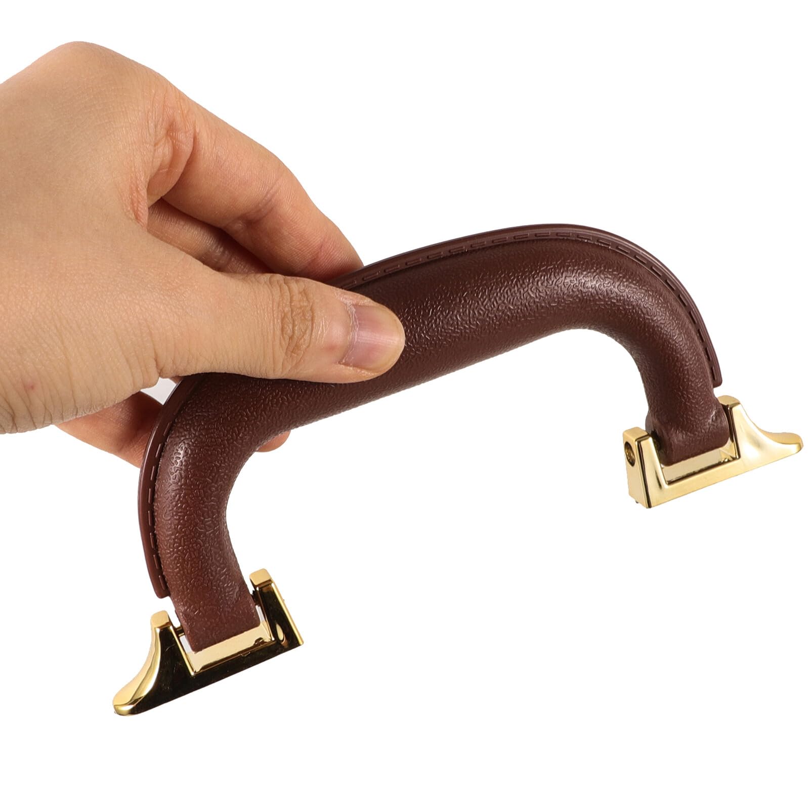 Asas de Plástico Repuesto para Maletas y Cajas de Herramientas 20 Piezas Color Marrón Oscuro Fino Base Dorada Ergonómicas y Antideslizantes para Equipaje y Viaje