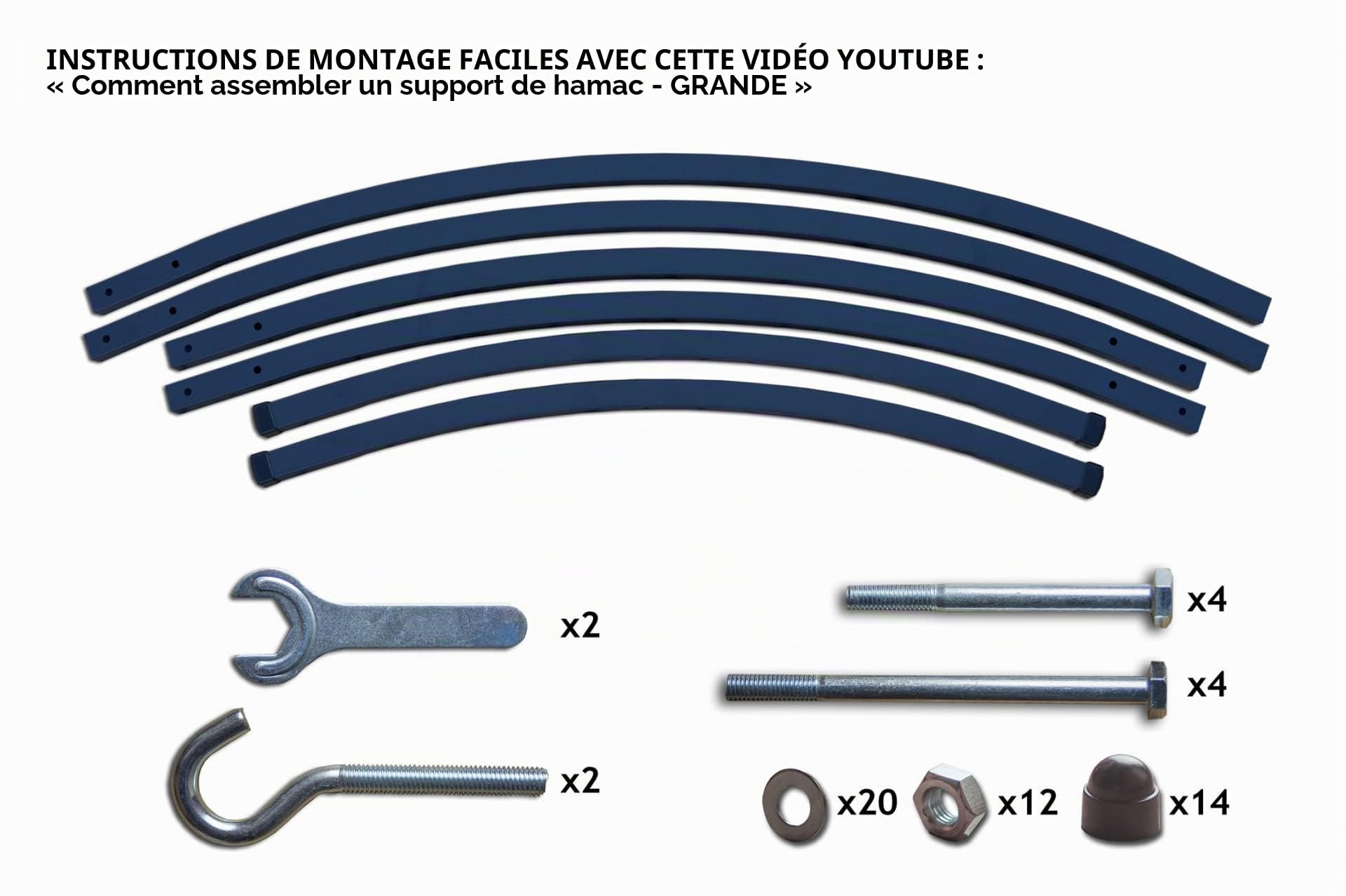 Support pour Hamac 2 Personnes avec Kit de Suspension Double Jardin Intérieur Extérieur