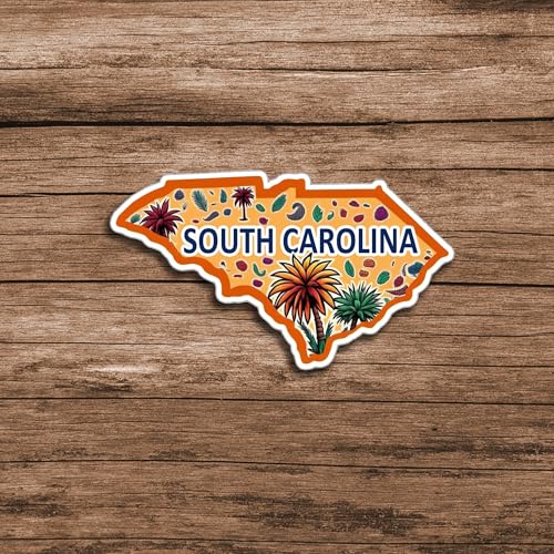 Image of South Carolina State Sticker 5 Inch Waterproof Vinyl Decal Durable USA State Graphic for Laptop Water Bottle Car Window Bumper Truck Travel Decoration