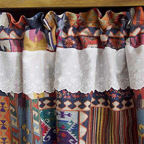 Cortina de cenefa geométrica de 1 panel para ventanas de estilo campestre 4