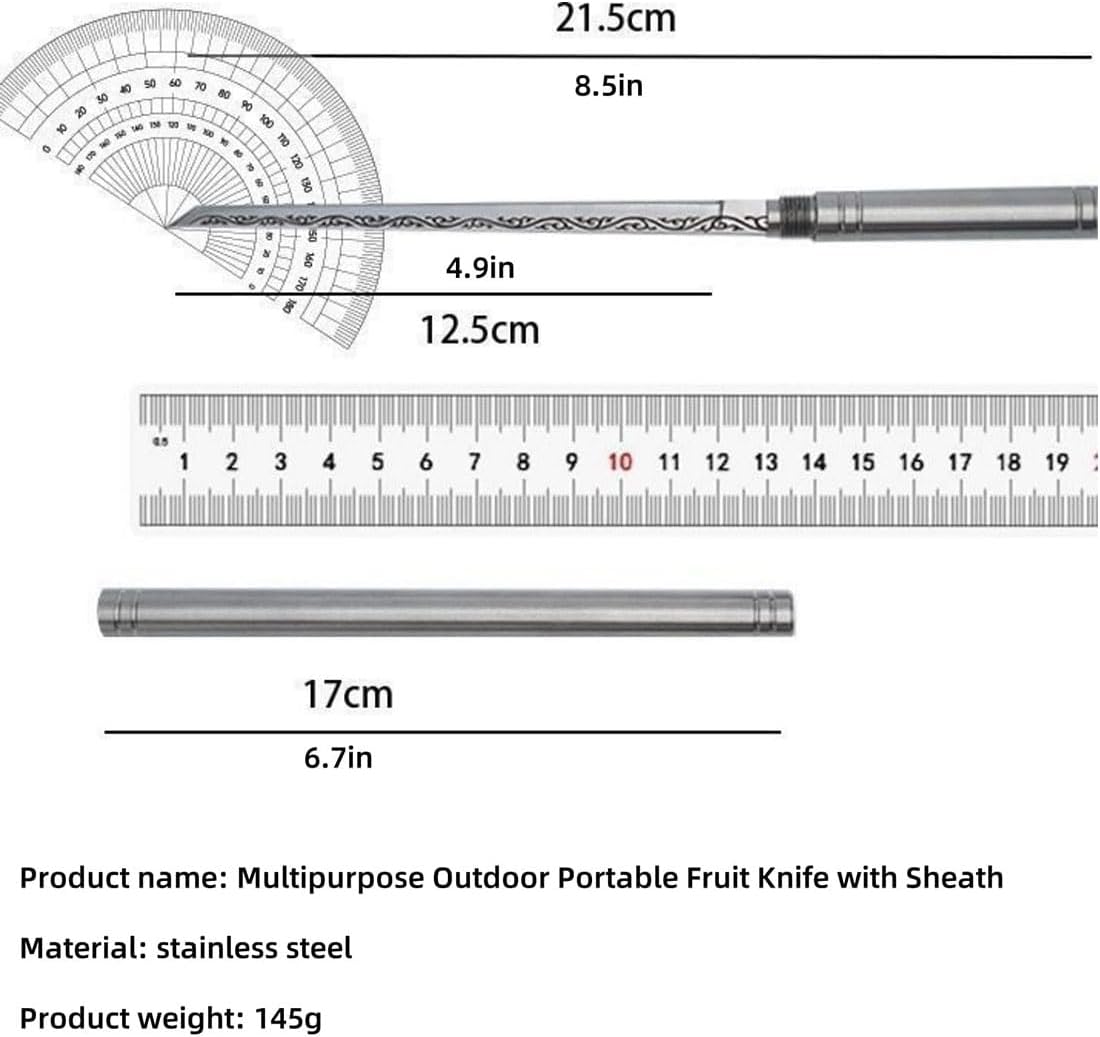 Multipurpose Outdoor Portable Fruit Knife With Sheath, Ultra Sharp Multipurpose Outdoor Portable Fruit Knife, 8.6" Stainless Steel Mini Stick Knife for Kitchen, Outdoor, Travel (3Pcs)