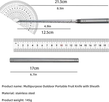 Multipurpose Outdoor Portable Fruit Knife With Sheath, Ultra Sharp Multipurpose Outdoor Portable Fruit Knife, 8.6 Stainless Steel Mini Stick Knife for Kitchen, Outdoor, Travel (3Pcs)