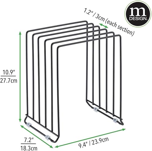 Miniatura 6 de mDesign Tapa de olla y estante para sartén, estante de alambre de metal para armarios, despensas o superficies de cocina, soporte independiente con