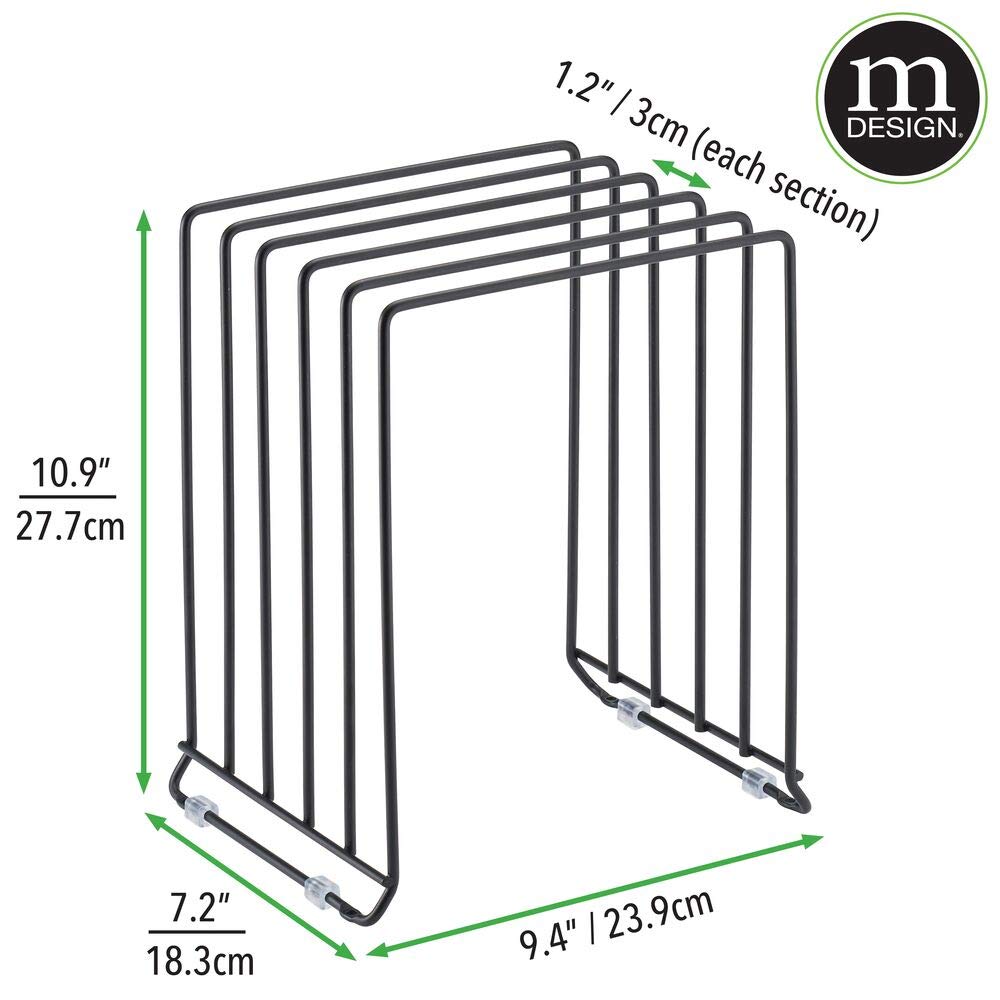 mDesign Topfdeckel und Pfannenregal – Metalldrahtregal für Schränke, Speisekammern oder Küchenoberflächen – freistehender Pfannenständer mit 5 Schlitzen für Pfannen, Töpfe, Deckel und Geschirr –