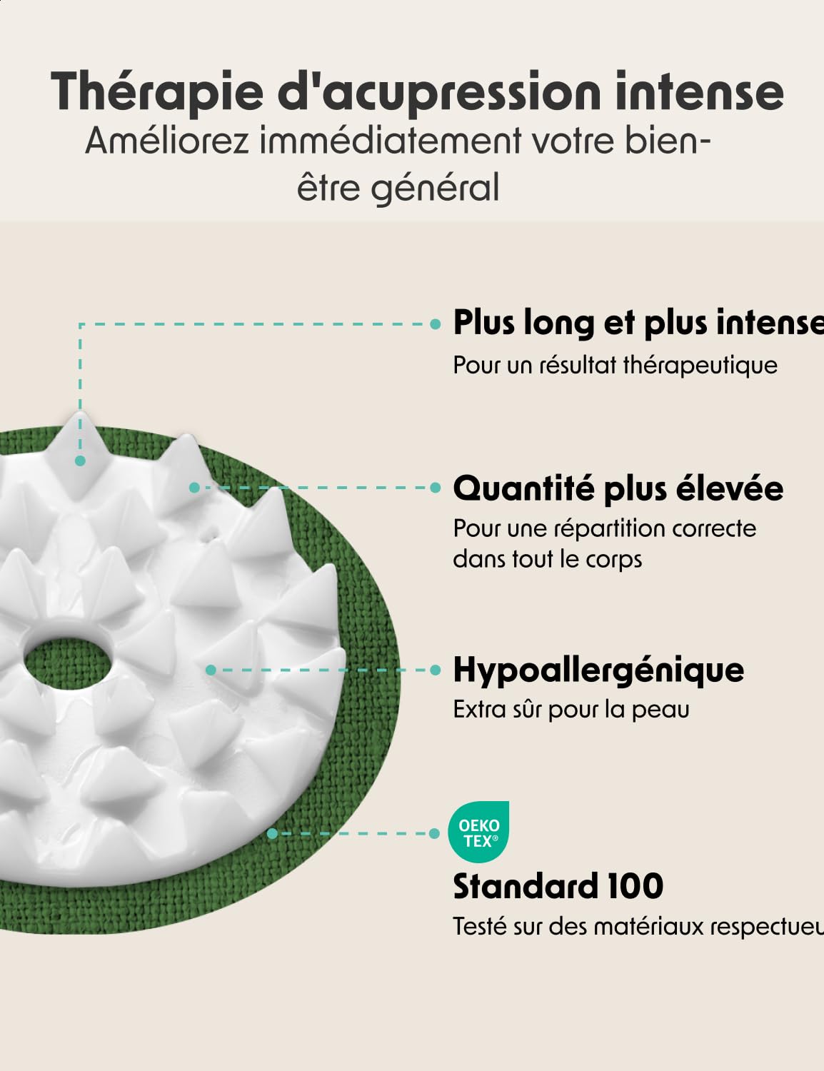 LifeGoods Tapis d'acupression ECO avec coussin - Tapis de presse sans fil - Tapis d'acupression - Tapis d'acupression - Tapis d'acupression - Tapis de massage - Dos - Tapis à picots - Tapis Fakir