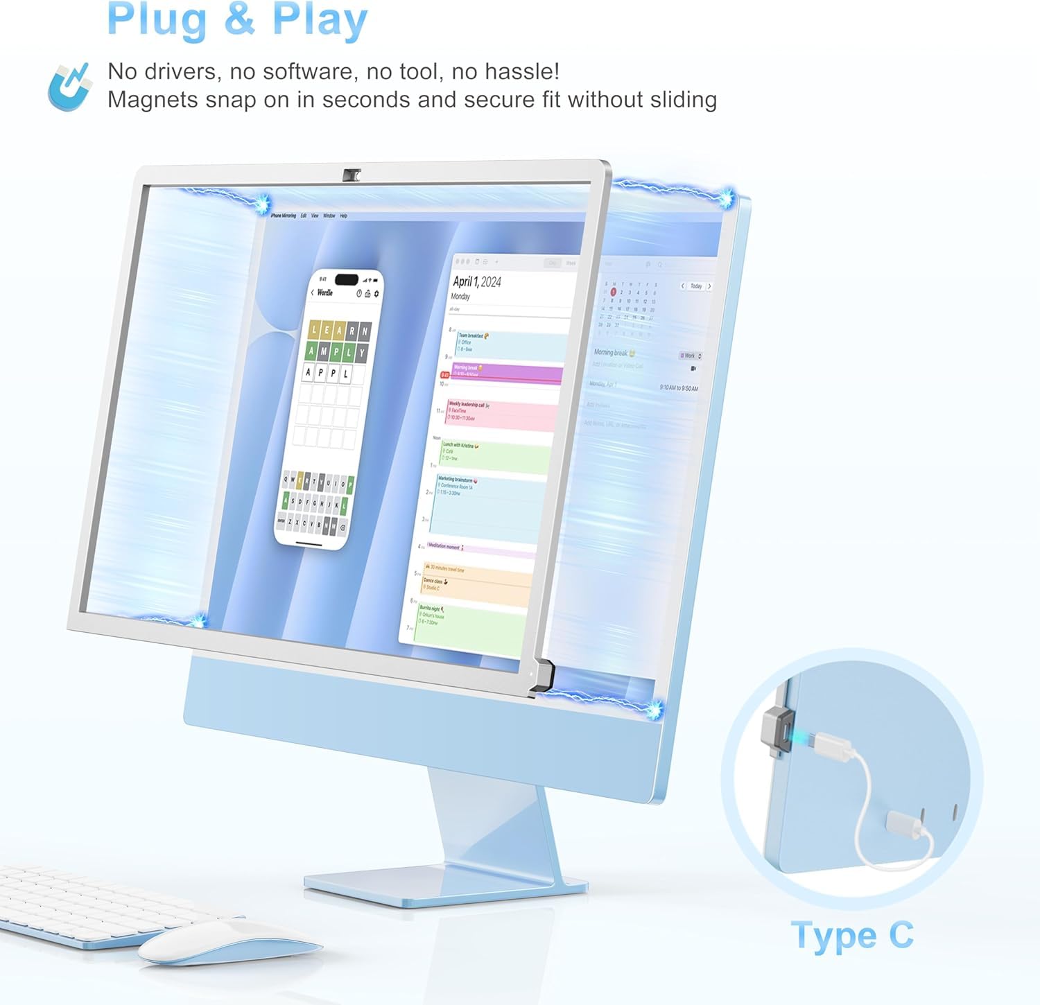 Keenhot Trackpad Touchscreen Frame for iMac, High-Precision Touchpad Support Multi-Gesture, Ultra Slim Touch Screen Activator for iMac M1, M3, M4 (Stylus Pen incluido)