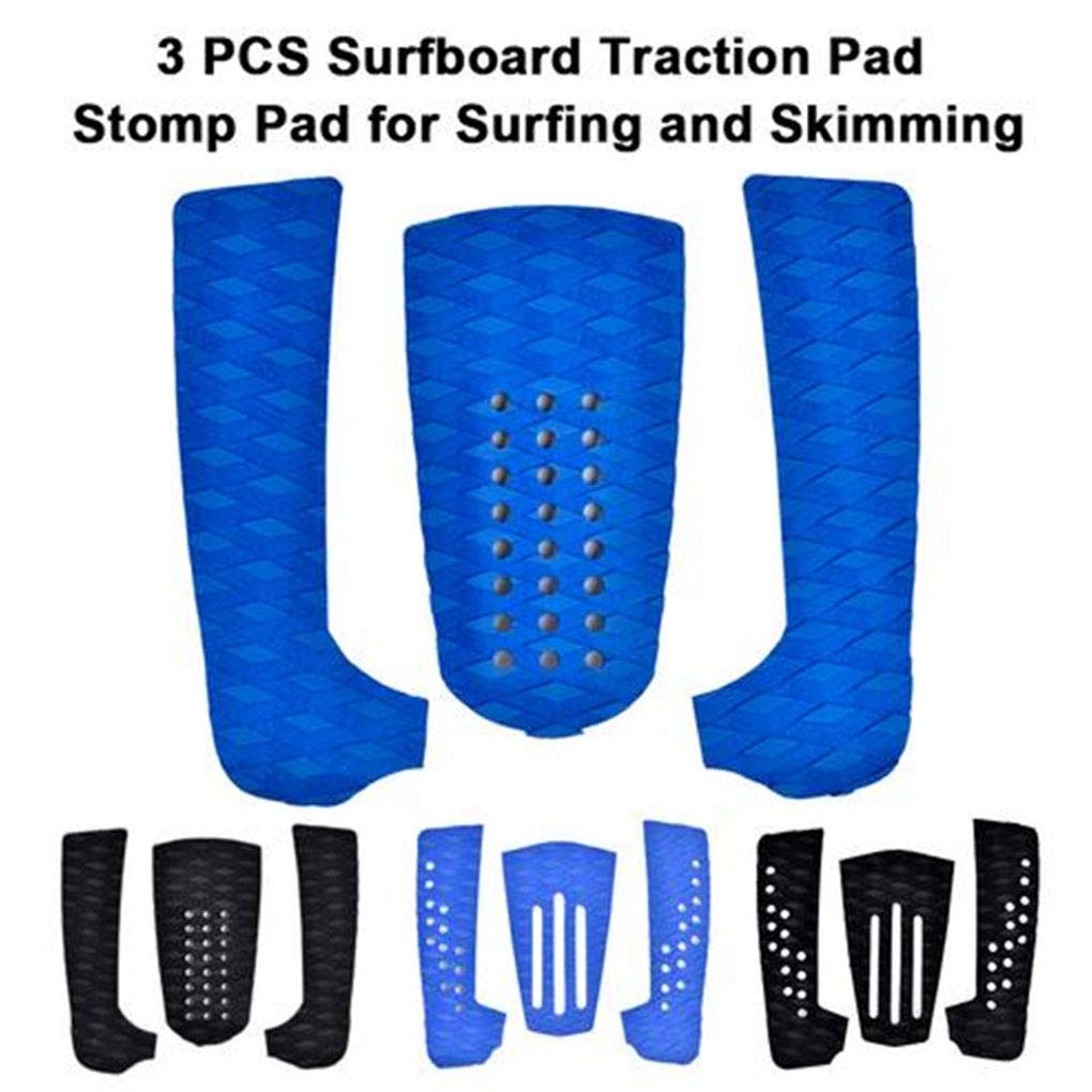 3 Set 3 Stück Surfboard Traktionspad Stomp Pad Surfbrett rutschfeste EVA Schwanzmatte Fußgriff Surfen Zubehör 3 Streifen schwarz 3 Linien