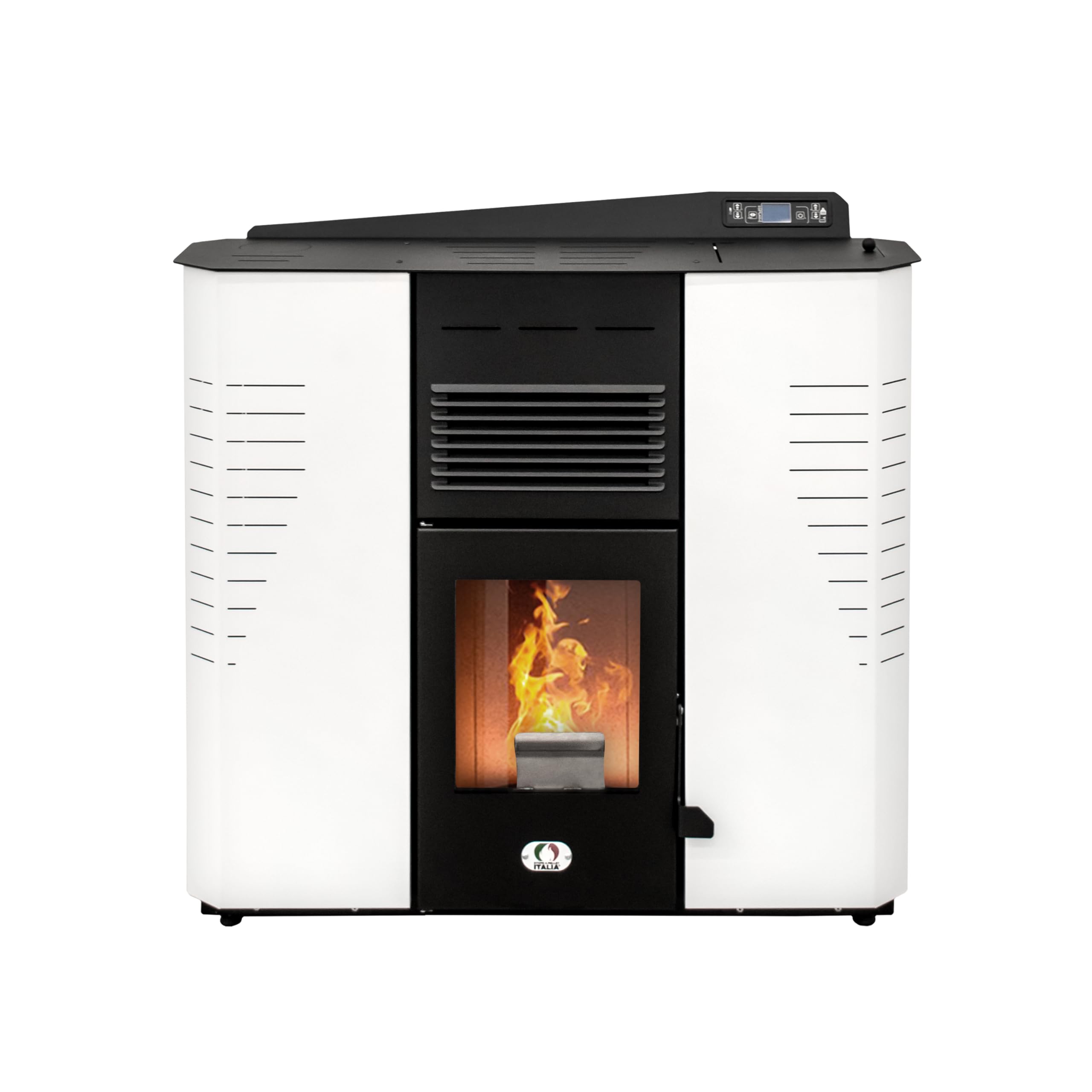 STUFE A PELLET ITALIA – Marmolada 14 kW – Eficiencia 92%, Calentadores 130 m², 5 velocidades y potencias, Autonomía 19 h, Programable, Garantía 24 meses, Blanco