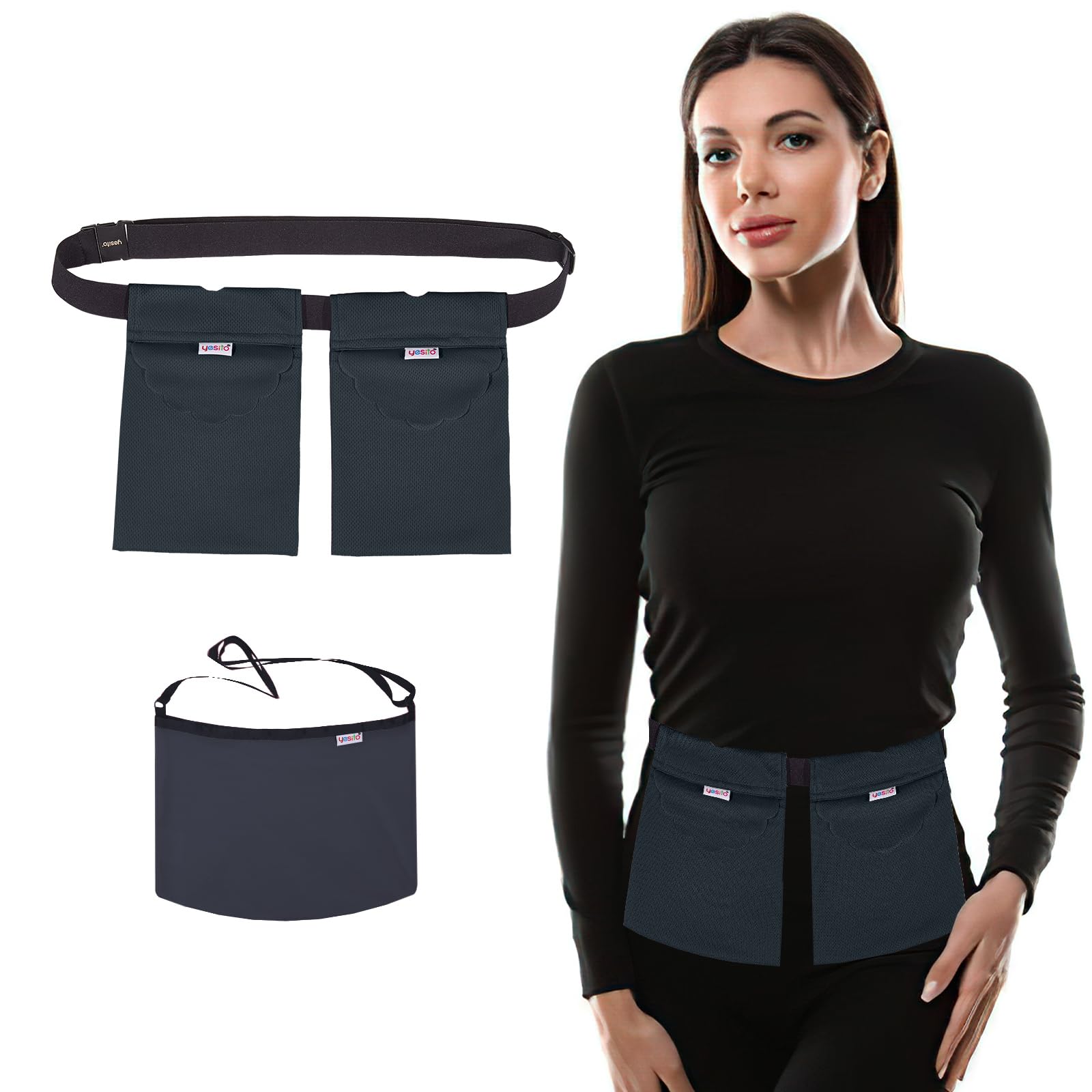 yesito Mastectomy drainage pouch and Shower pouch for Post Mastectomy Support (Dark gray)