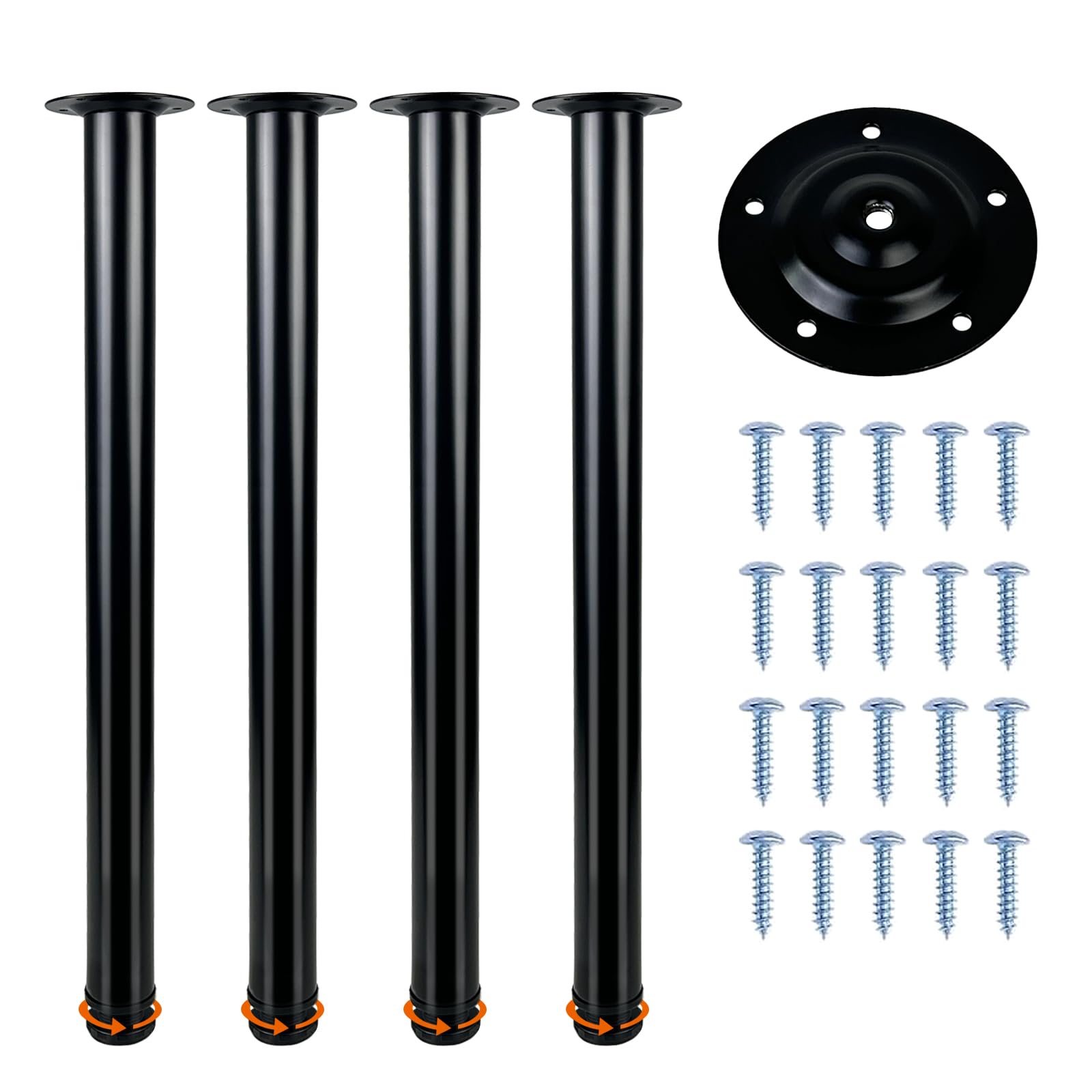 QLLY Table Legs 80cm/31.5 inch Adjustable Metal Desk Legs, 4 Pcs Furniture Legs, DIY Office Table Leg (80cm, Black) โ image 1