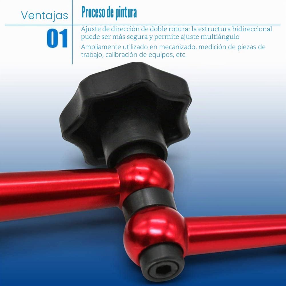 Reloj Comparador Base Magnetica, Reloj Comparador con Base Imantada, Soporte de Base de Soporte de Calibre MagnéTico Fuerte Flexible Indicador de Prueba de Dial de Palanca, para Ajuste de Mecanizado