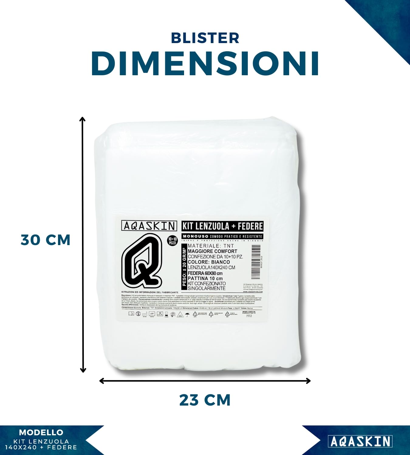 Kit [100+100 pz] Lenzuola + Federe Monouso in TNT, SCONTI QUANTITÀ, IMBUSTATE SINGOLARMENTE, Lenzuolo 140x240cm, Federa 60x80cm, Monouso, Usa e Getta.