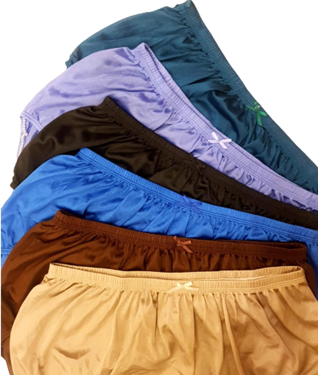 Littledream Lot of 6 Vintage Plus Size 3XL Sheer Transparent Silk Nylon Panties Dark Color Men Womens Full Cut Briefs Knicker Underwear Hips 44""-54"" High Waist Granny Brief Mushroom Gusset - Image 5