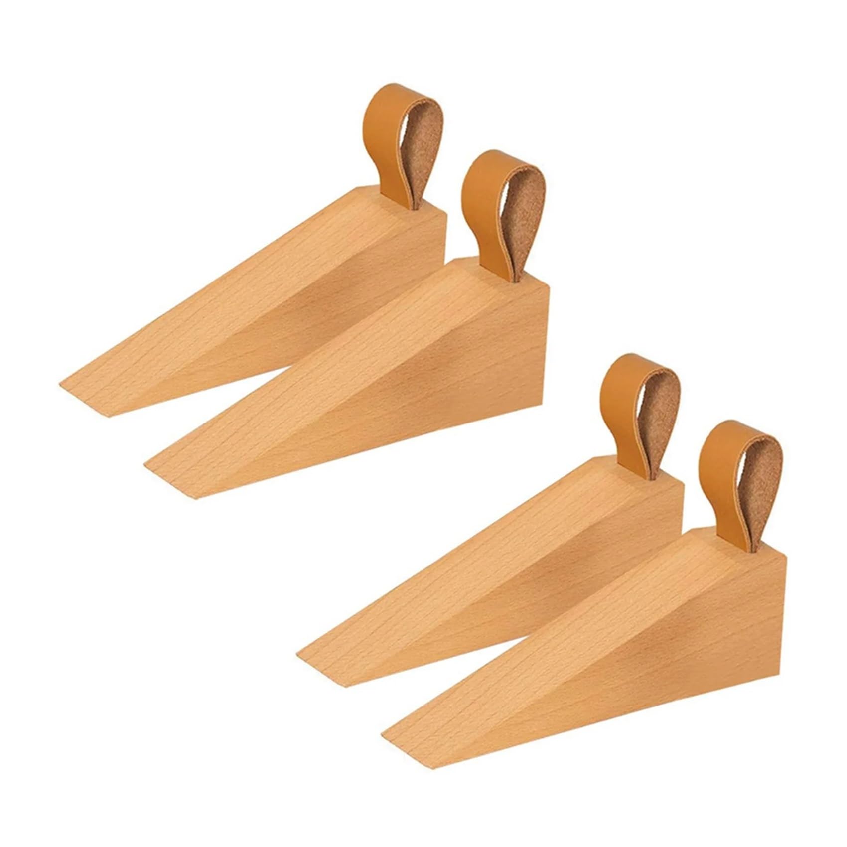 Kiddibubzi Wood Brown Wooden Door Stopper, Solid Wood Non-Slip Door Wedges, Sturdy And Door Stop Wedge, Security Door Stopper (4 Pcs)-At36