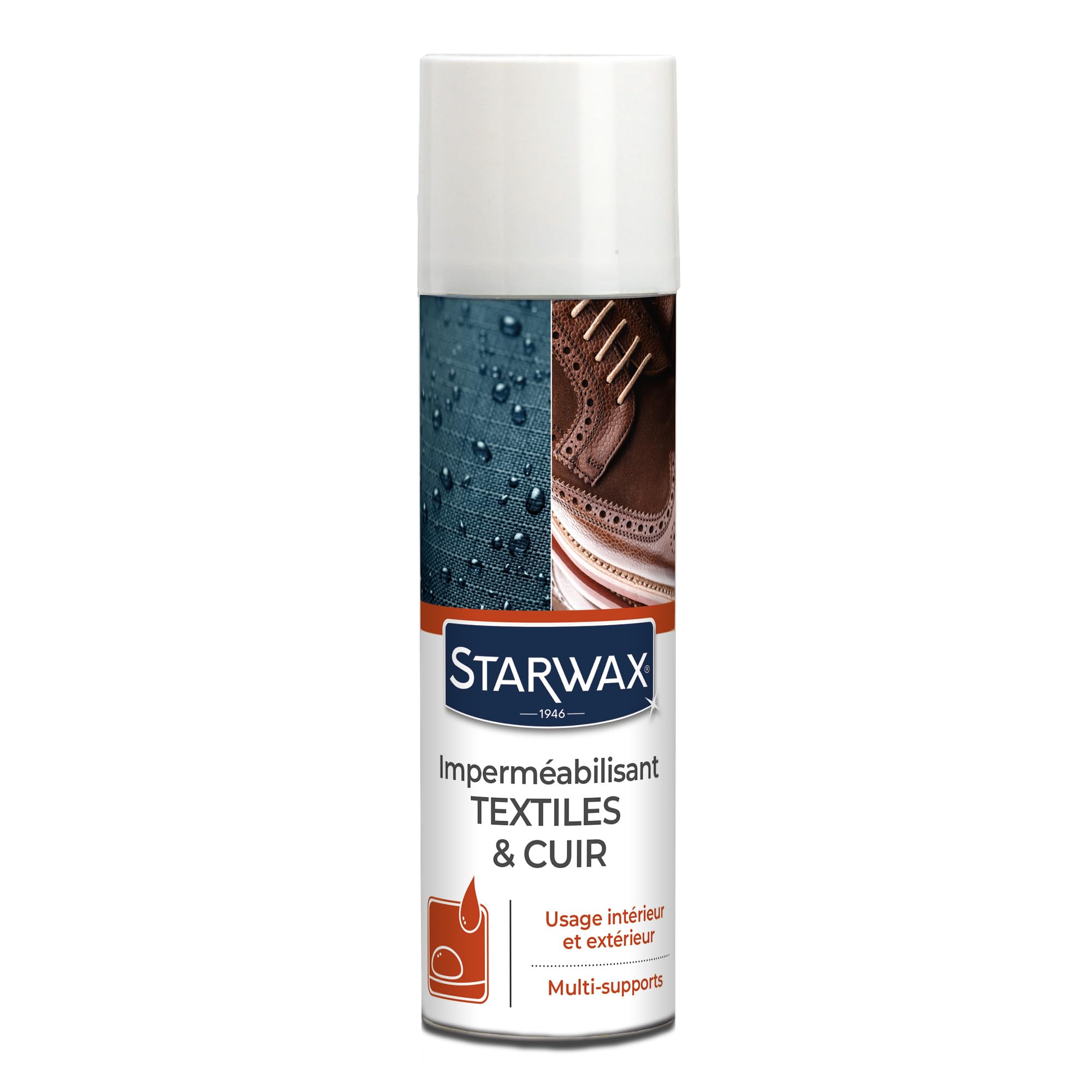 STARWAX – Imperméabilisant Tissus & Cuir – Protection anti-​taches eau & gras – Effet perlant invisible – Intérieur/​extérieur – Multi-​supports (canapés, chaussures, sacs…) – Aérosol 300 ml