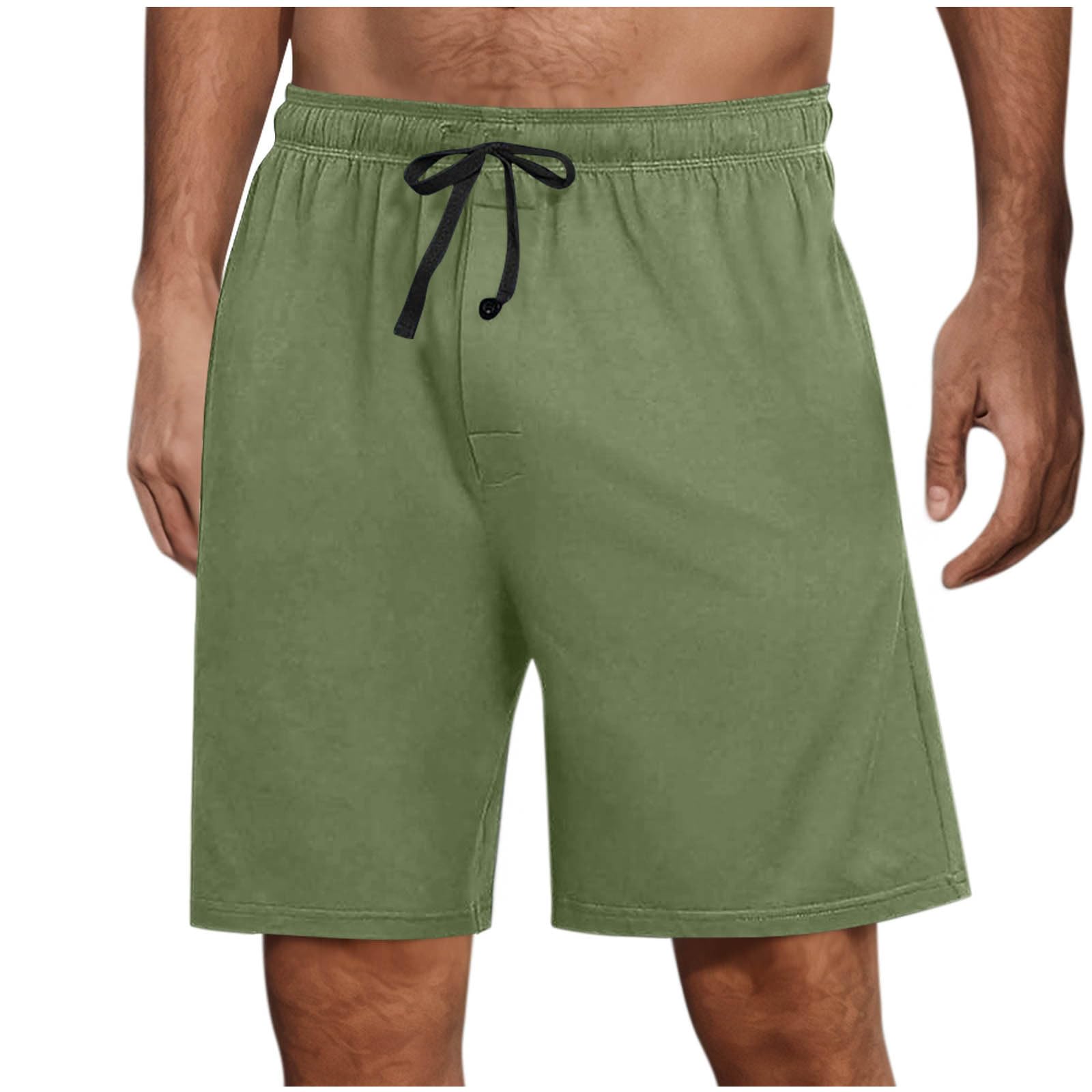 Shorts Herren Sommer Kurze Hosen Einfarbig Casual Outdoorshorts Chino Shorts Herrenshorts mit Kordelzug Kurz Schlafhose Elastische Taille Freizeitshorts Männer Sommershorts Grün S