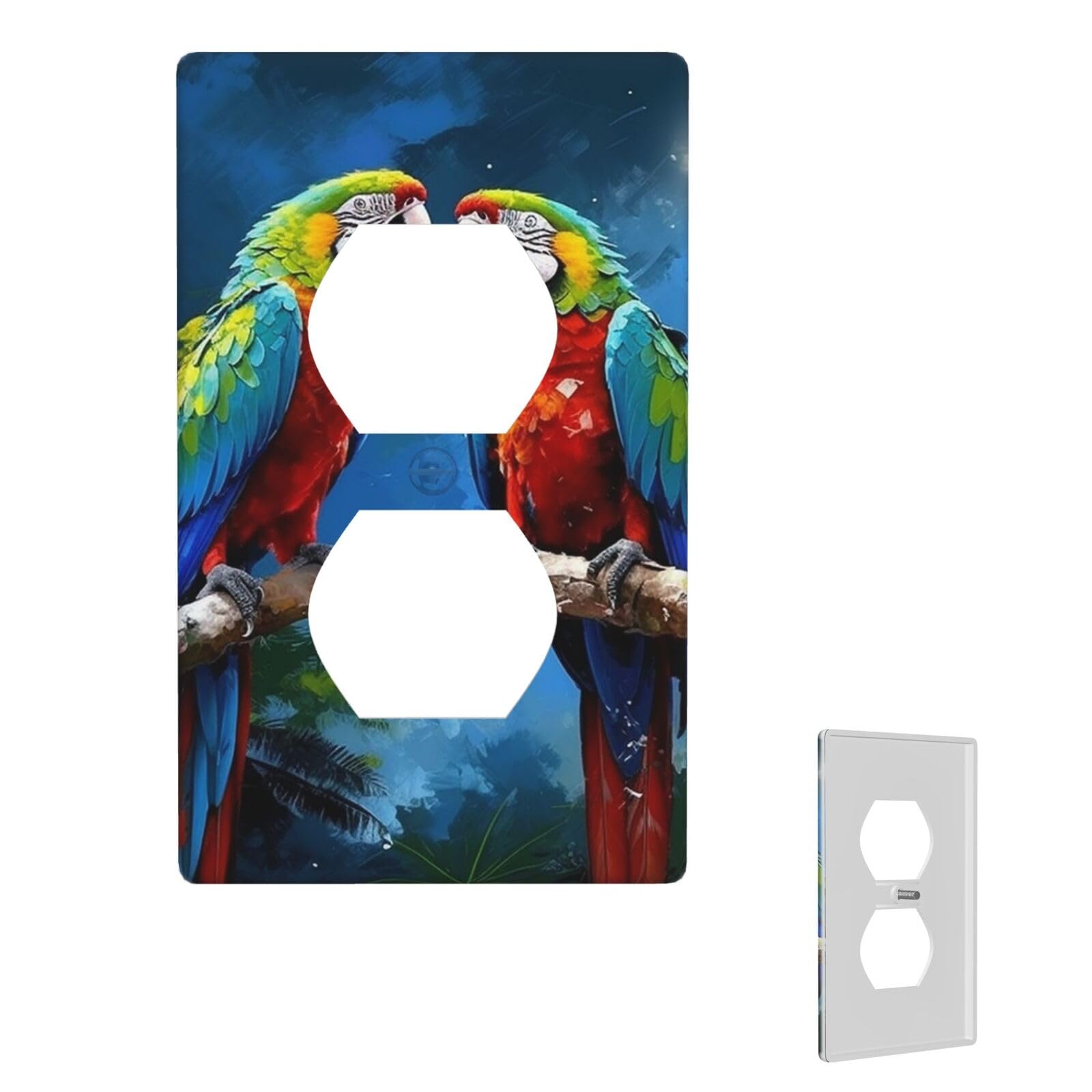 1-Gang Decorator Wall Plate Parrots Light Switch Cover Single Gang Receptacle Wall Plate Standard Size 4.5" x 2.76" Wallplate Unbreakable Polycarbonate Outlet Faceplates Cover