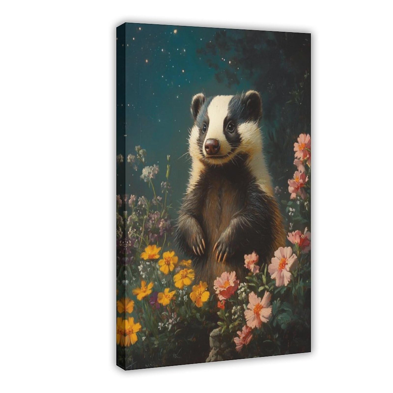 Bareronor Frame Whimsical Badger Canvas Poster Bedroom Decor Landscape Office Room Decor Gift 16" L X 24" W