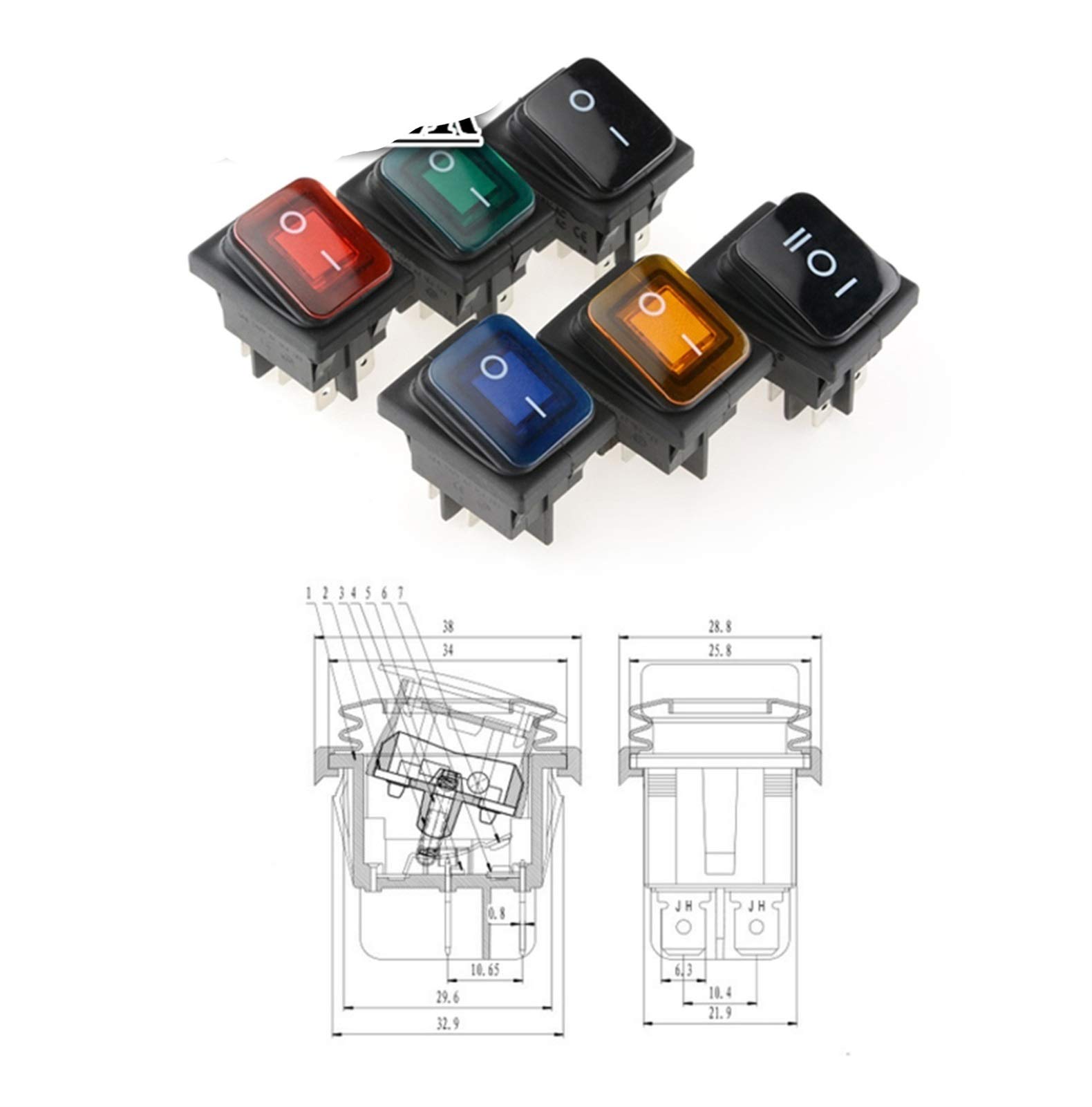 tuimelschakelaar, elektrische schakelaar, 30x22 Heavy Duty waterdichte rode LED 220V licht verlicht 16A 250VAC KCD4-201 DPST schakelaar 4pin 6pin (Color : Yellow Light, Size : 6pin tuimelschakelaar, elektrische schakelaar, 30x22 Heavy Duty waterdichte rode LED 220V licht verlicht 16A 250VAC KCD4-201 DPST schakelaar 4pin 6pin (Color : Yellow Light, Size : 6pin
