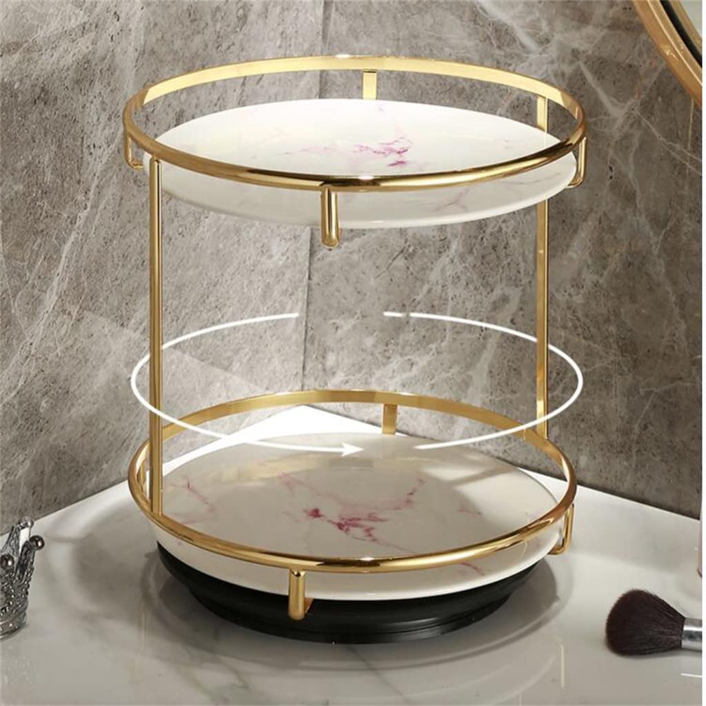 Double-Layer Rotating Tray Dressing Table Cosmetic Storage Box Desktop Perfume Skin Care Product Shelf