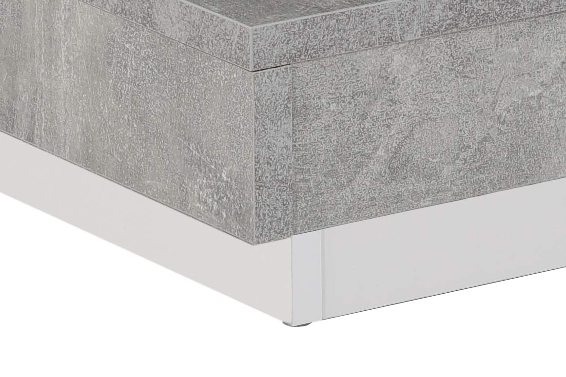 Hela Tische, Couchtisch Wohnzimmertisch Andy, Quadratisch, Holzwerkstoff ,Tischplatte drehbar 360°, Weiß/Beton, 67x67x35cm