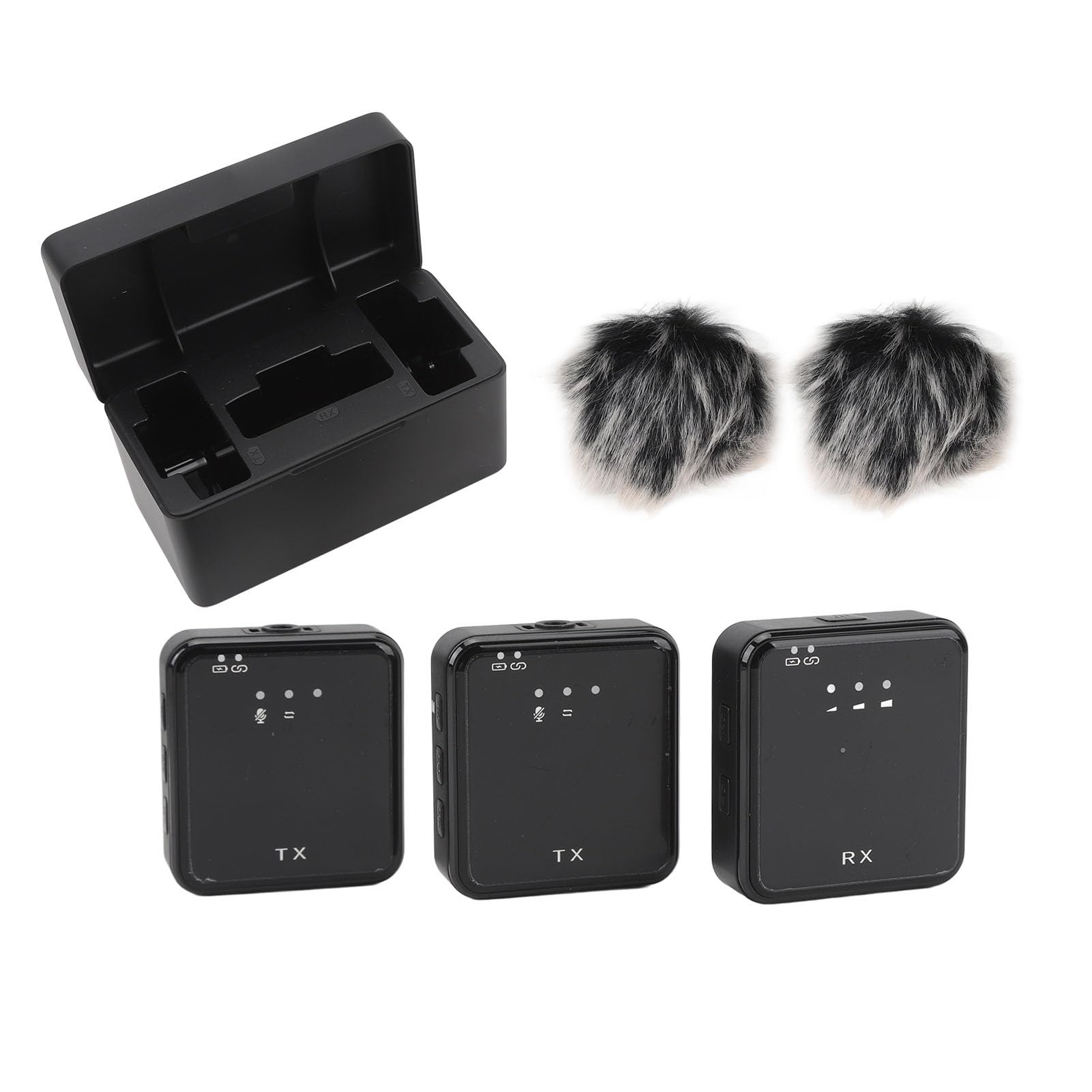 Bezprzewodowy Mikrofon Krawatowy dla Systemu Android, Mini Mikrofon Klapowy 2,4G, Akumulator 17 Godzin z Etui ładującym, Zasięg 50 M, Mikrofon z redukcją Szumów do Rozmów