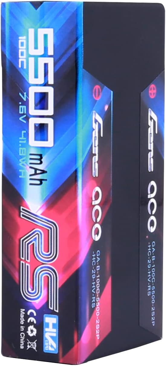 Gens ace 5500mAh 7.6V 100C 2S2P HardCase HV Lipo Battery Pack 59# Racing Series for All 1/10 and 1/8 Scales RC car