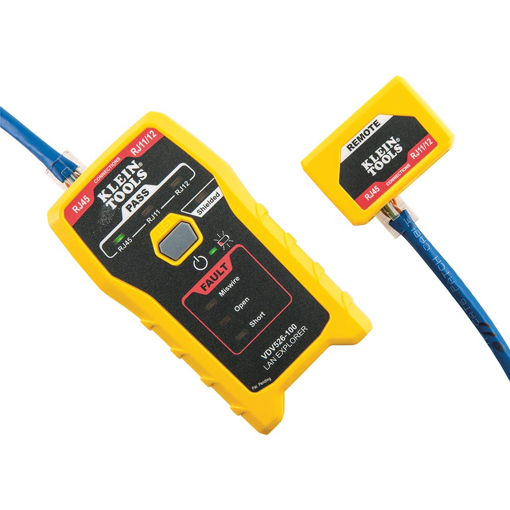 Klein Tools VDV526-100 | Testeur De Cables LAN Explorer Pour Donnees Et Voix Avec Telecommande | Test Continuite Et Defauts RJ11 RJ12 RJ45 | Indicateurs LED | Piles Incluses